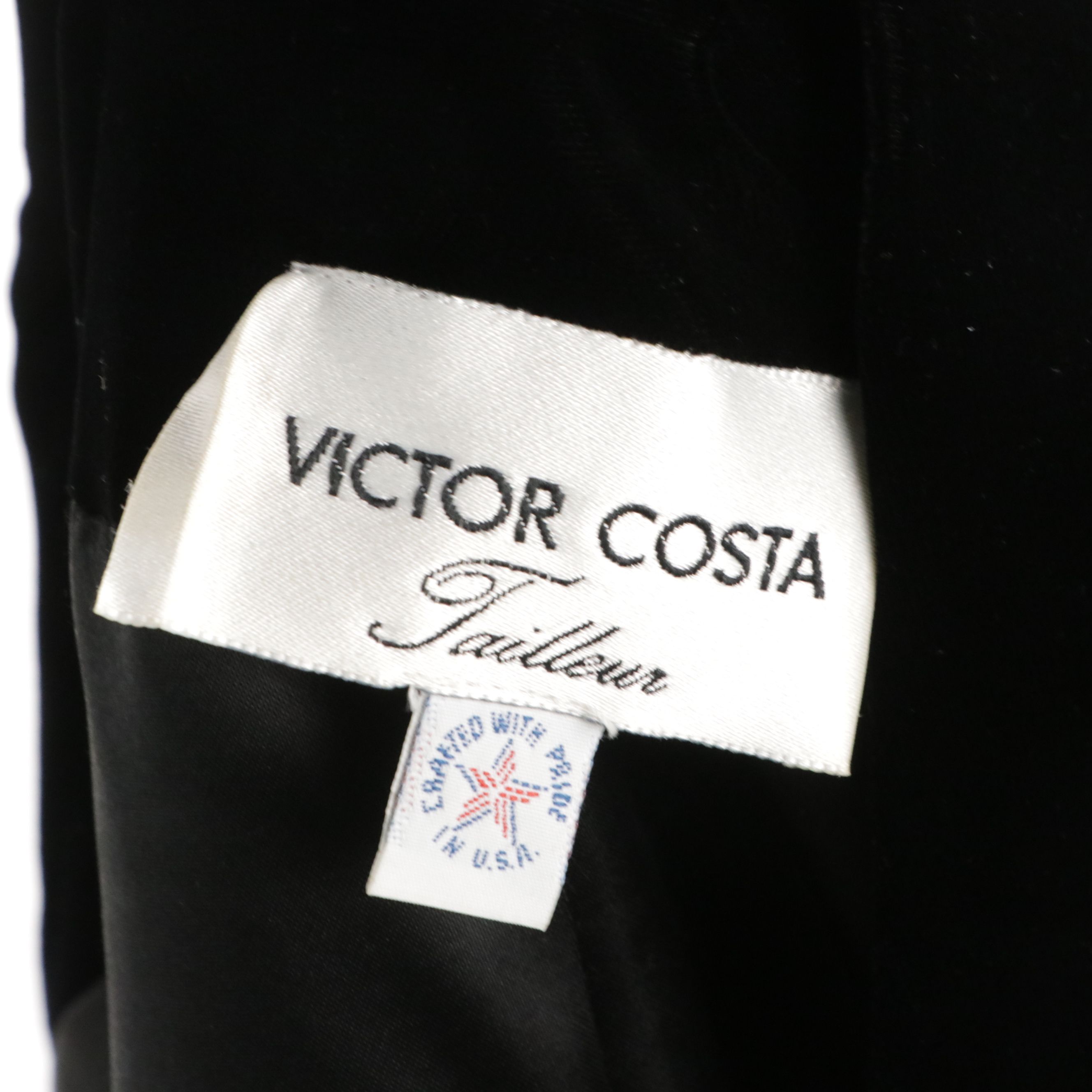 Victor Costa Metallic Paisley Double Breasted Jacket with Black Velvet Trim