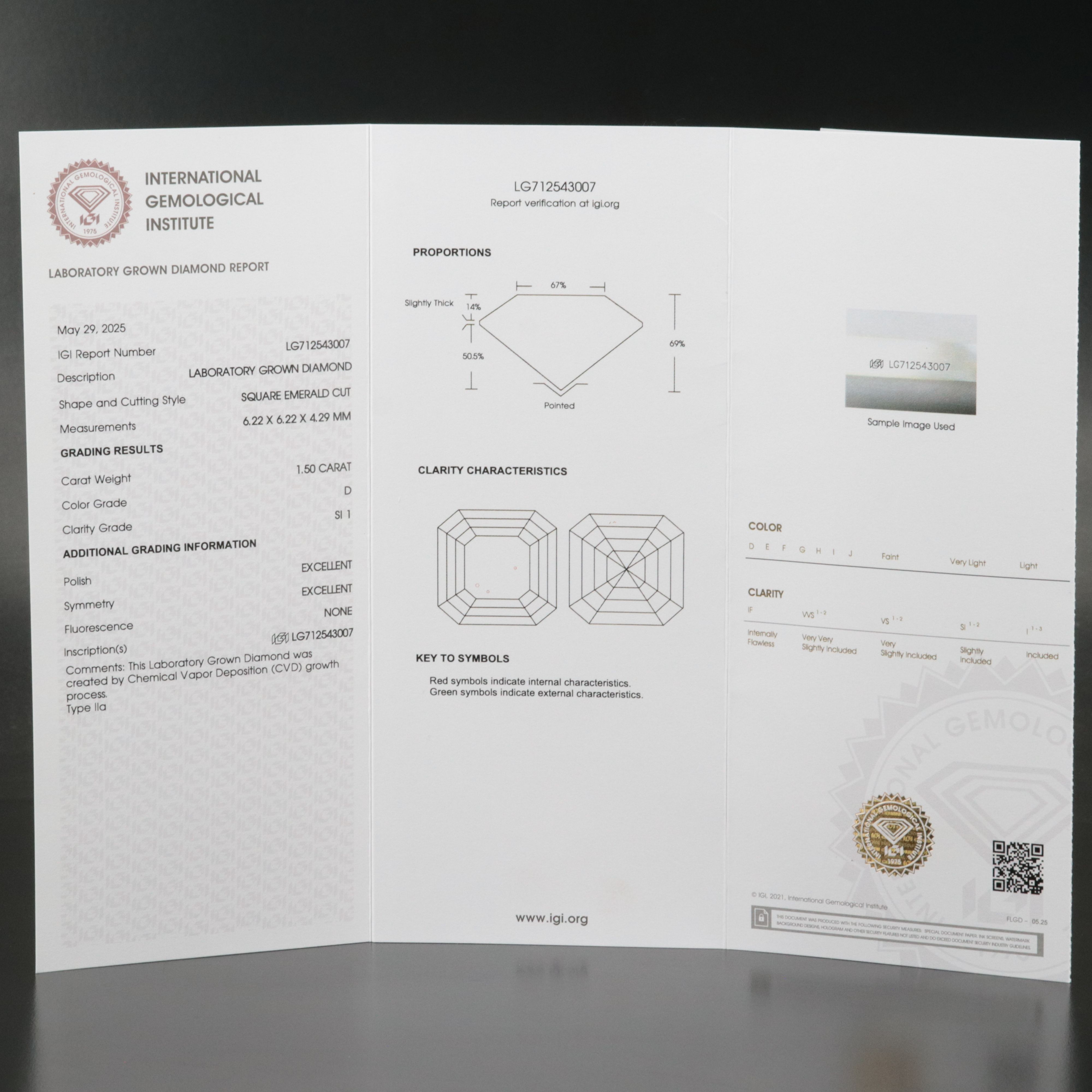 Loose 1.50 CT Lab Grown Diamond with IGI Report