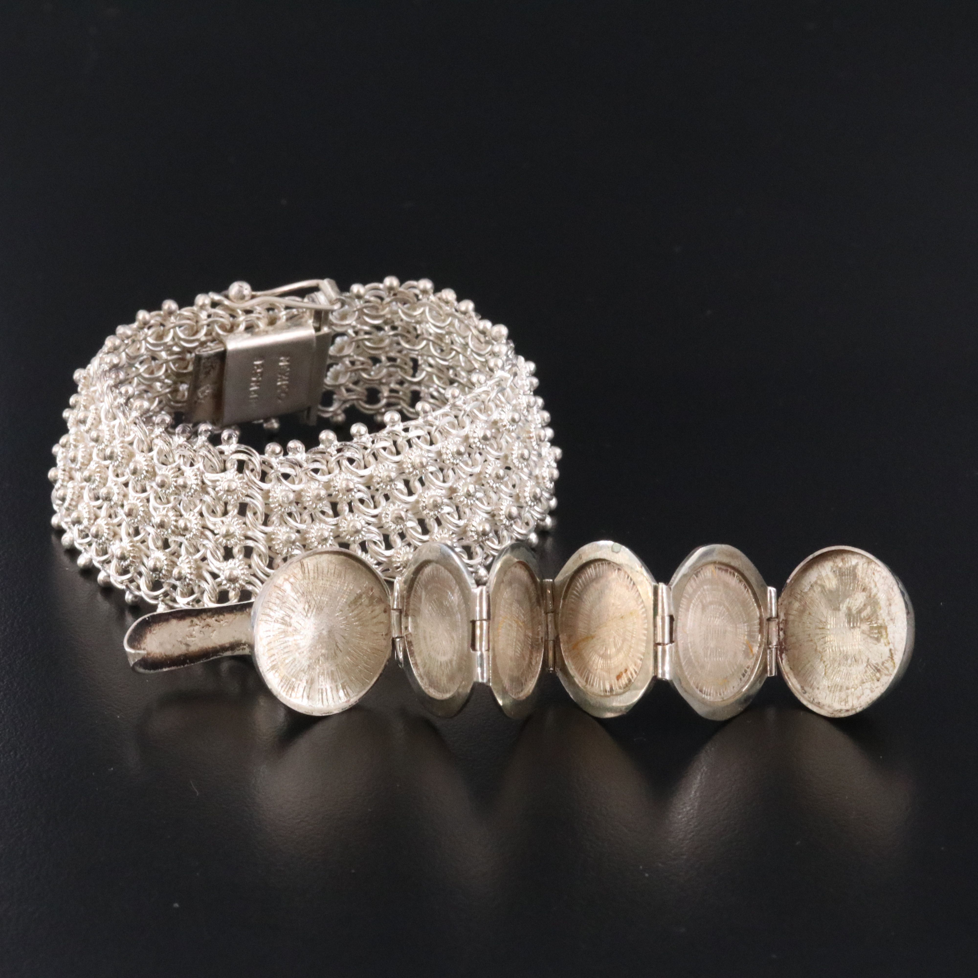 Sterling Cannetille Bracelet with Photo Ball Charm