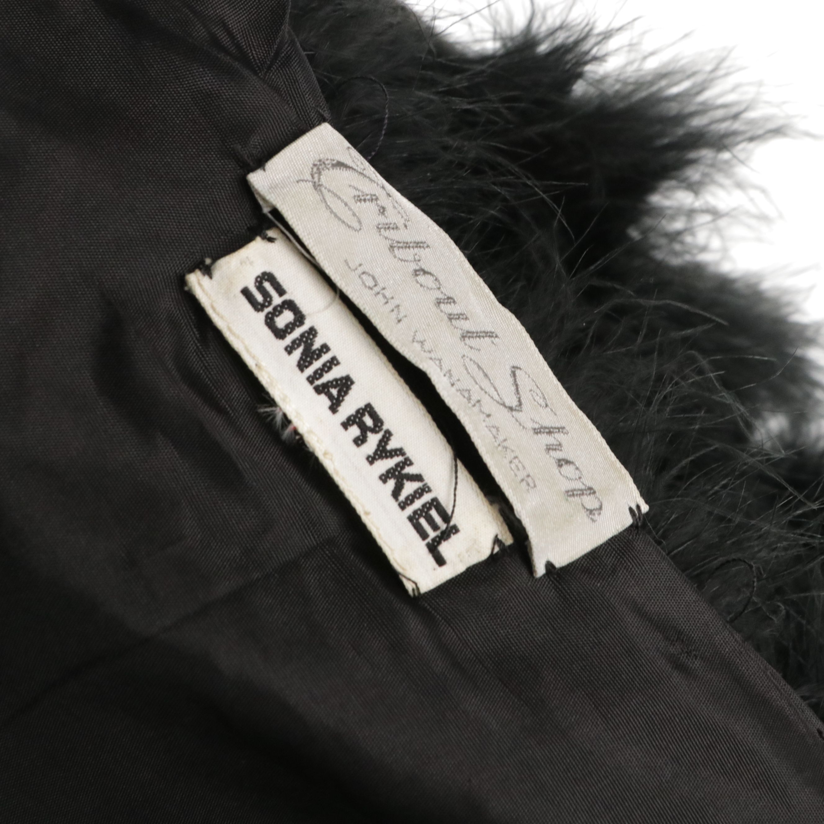 Sonia Rykiel Black Feather Open Front Mid-Length Jacket