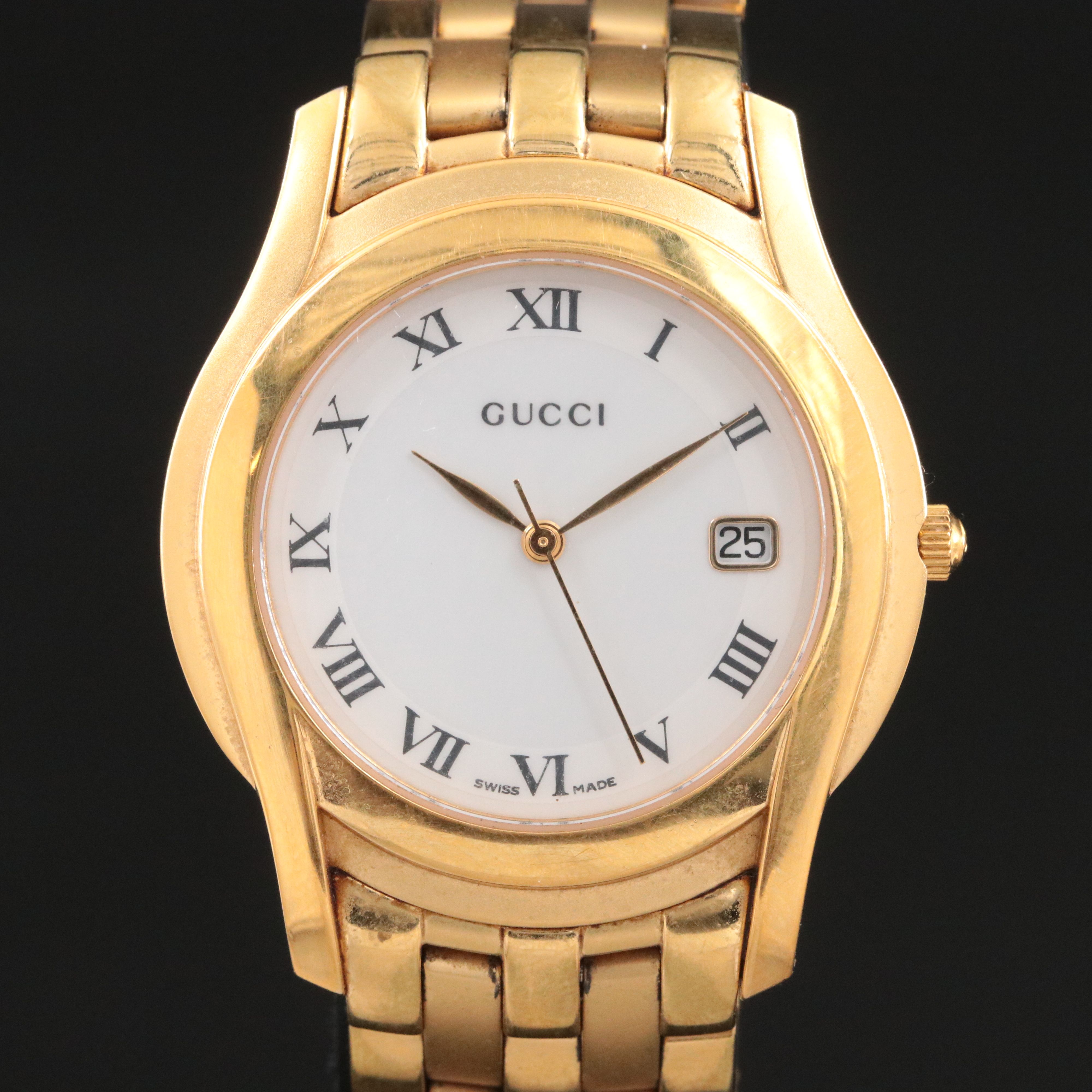 Vintage Gucci 5400M White Dial and Gold Tone Quartz Watch