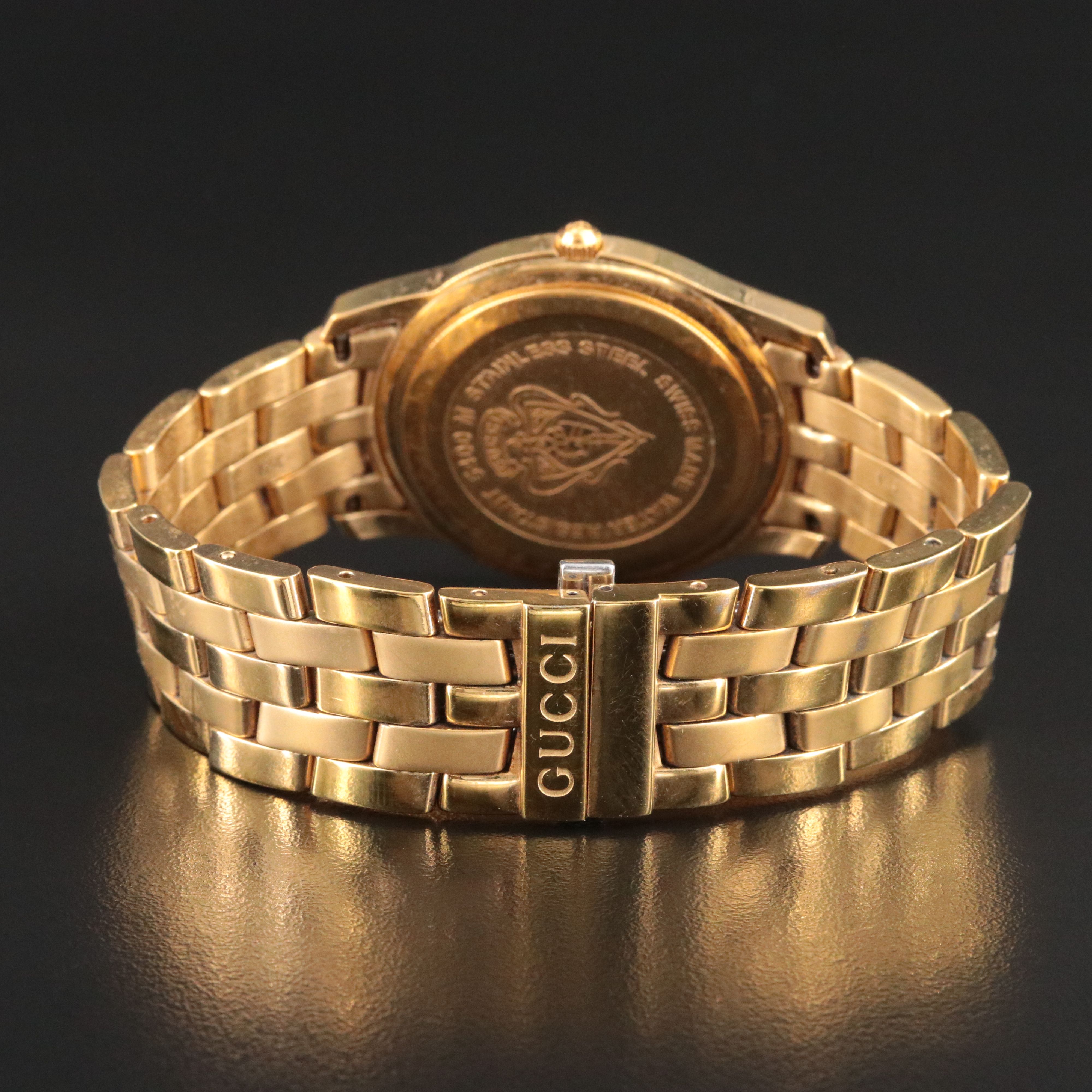 Vintage Gucci 5400M White Dial and Gold Tone Quartz Watch