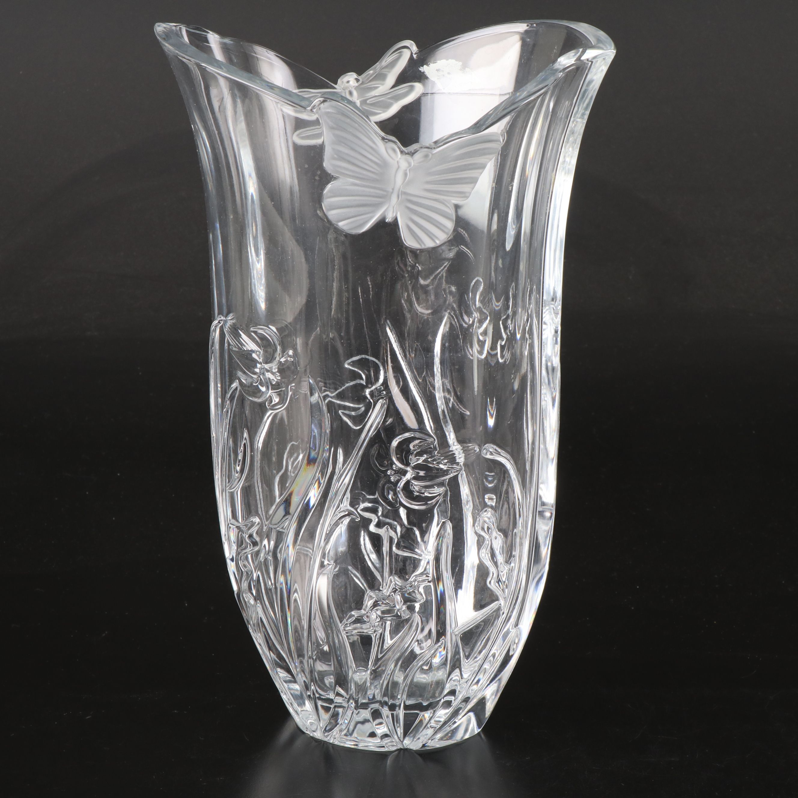 Godinger "Butterfly" with Gorham "Floral Serenity" Crystal Vase and Other Bowl