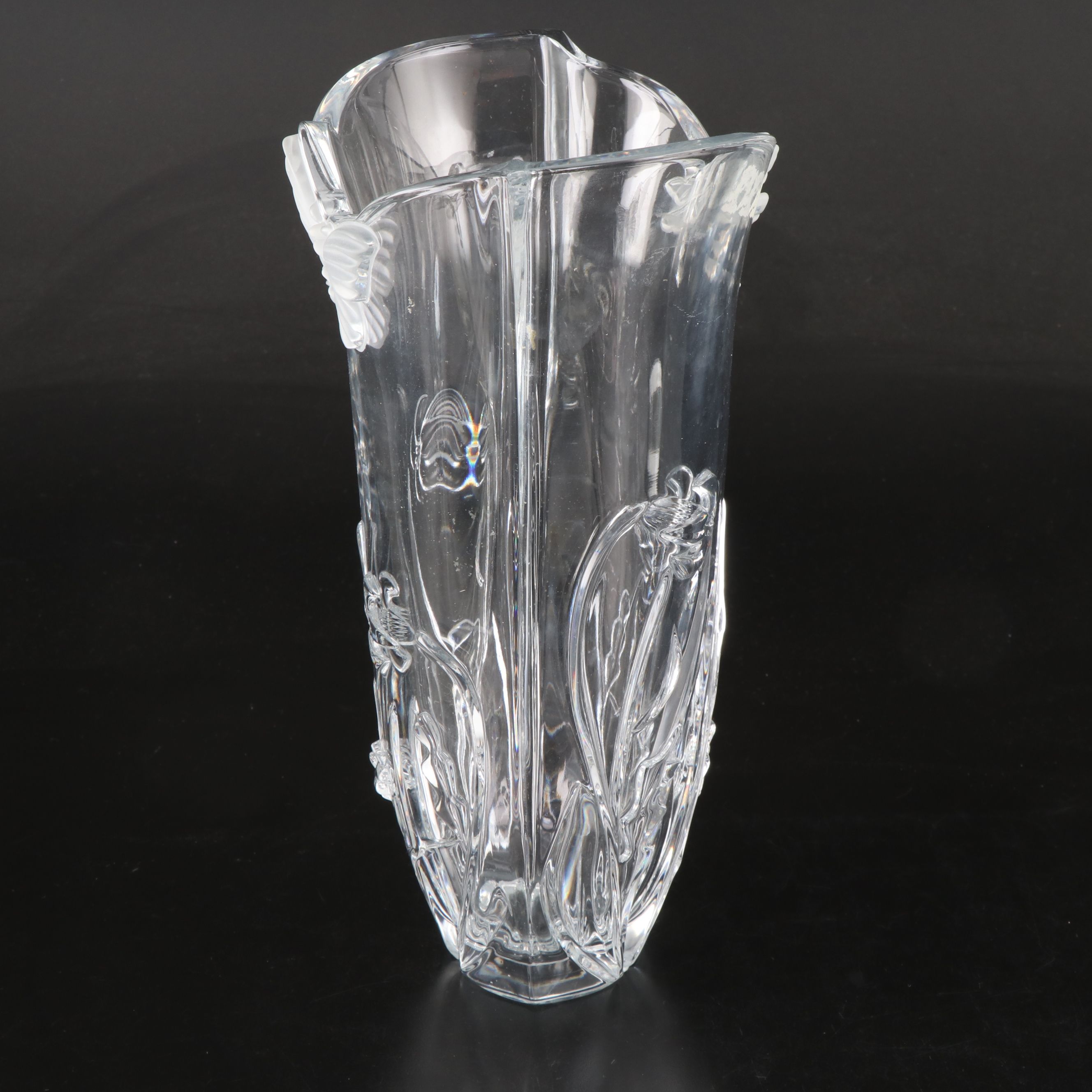 Godinger "Butterfly" with Gorham "Floral Serenity" Crystal Vase and Other Bowl