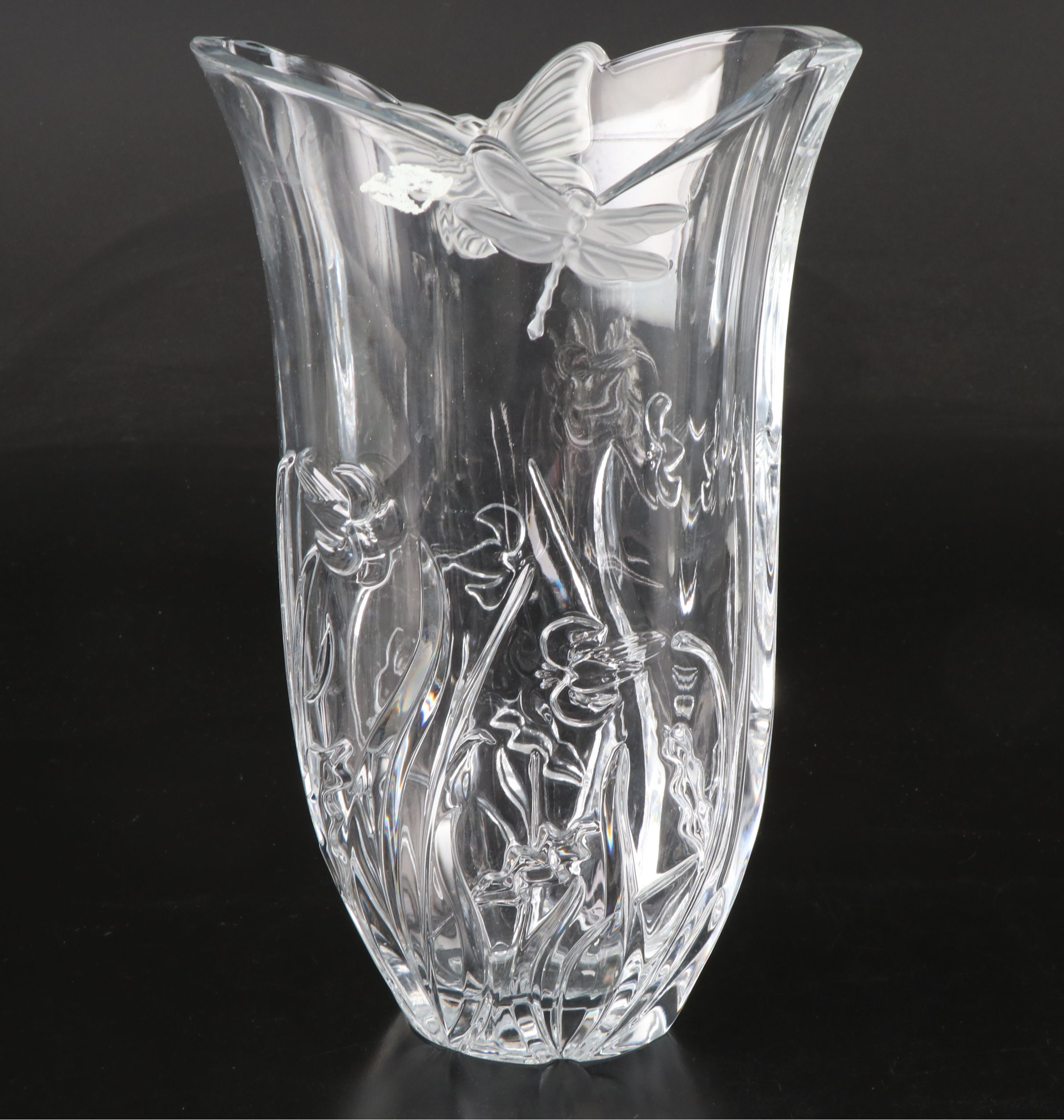 Godinger "Butterfly" with Gorham "Floral Serenity" Crystal Vase and Other Bowl