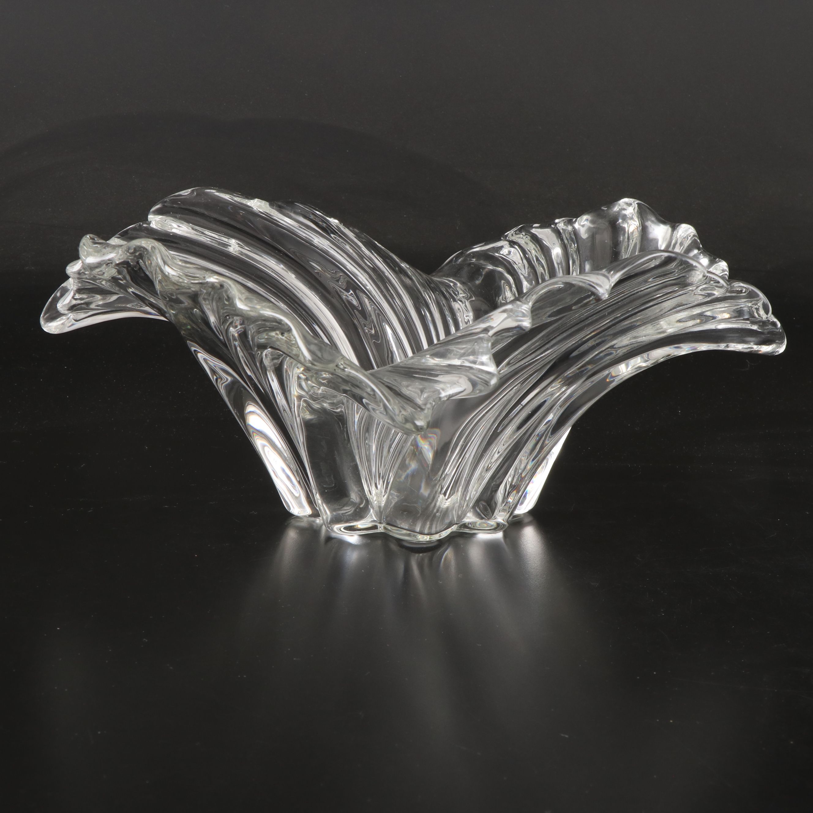 Godinger "Butterfly" with Gorham "Floral Serenity" Crystal Vase and Other Bowl