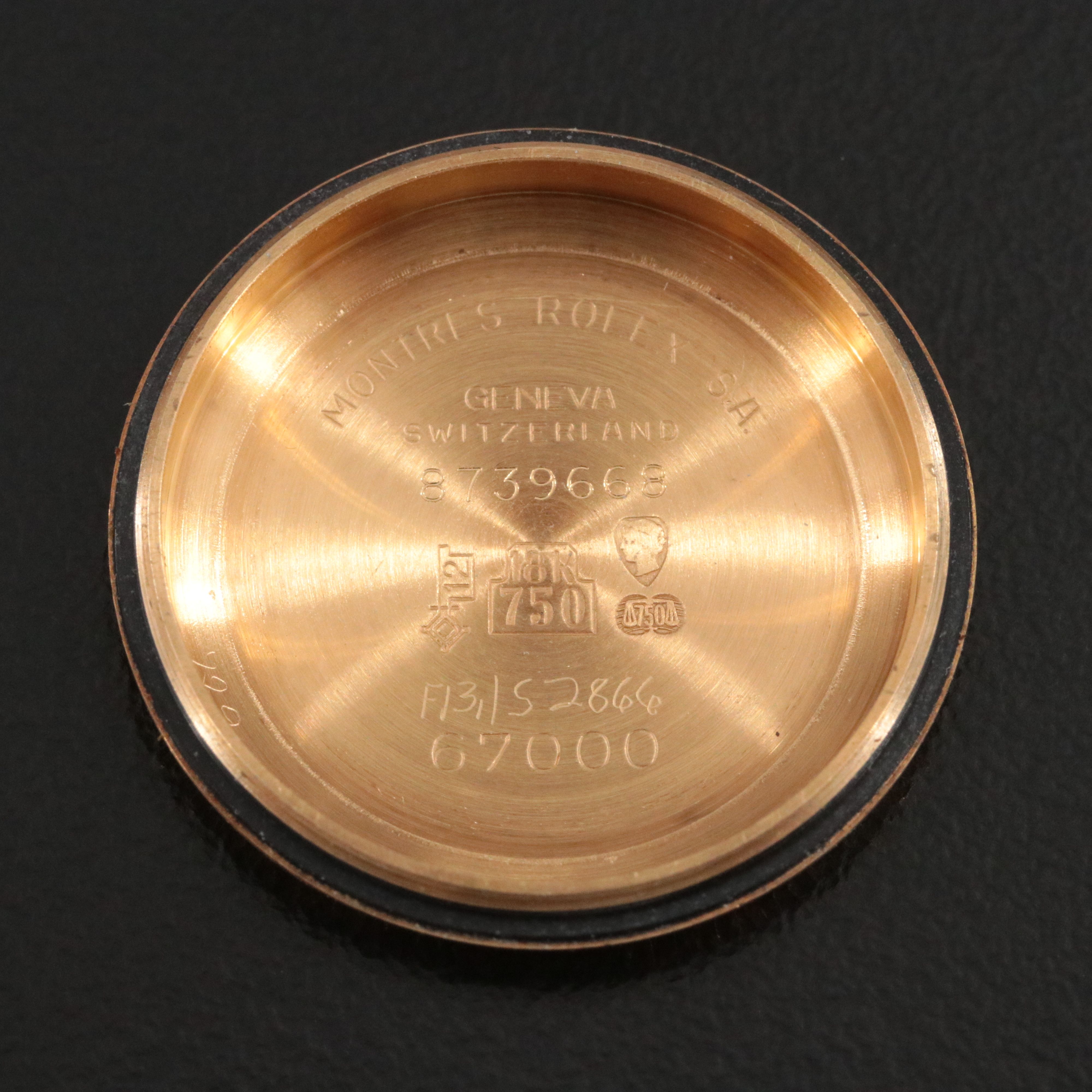 18K Rolex Blue Factory Diamond Dial Oyster Perpetual 67198 Watch