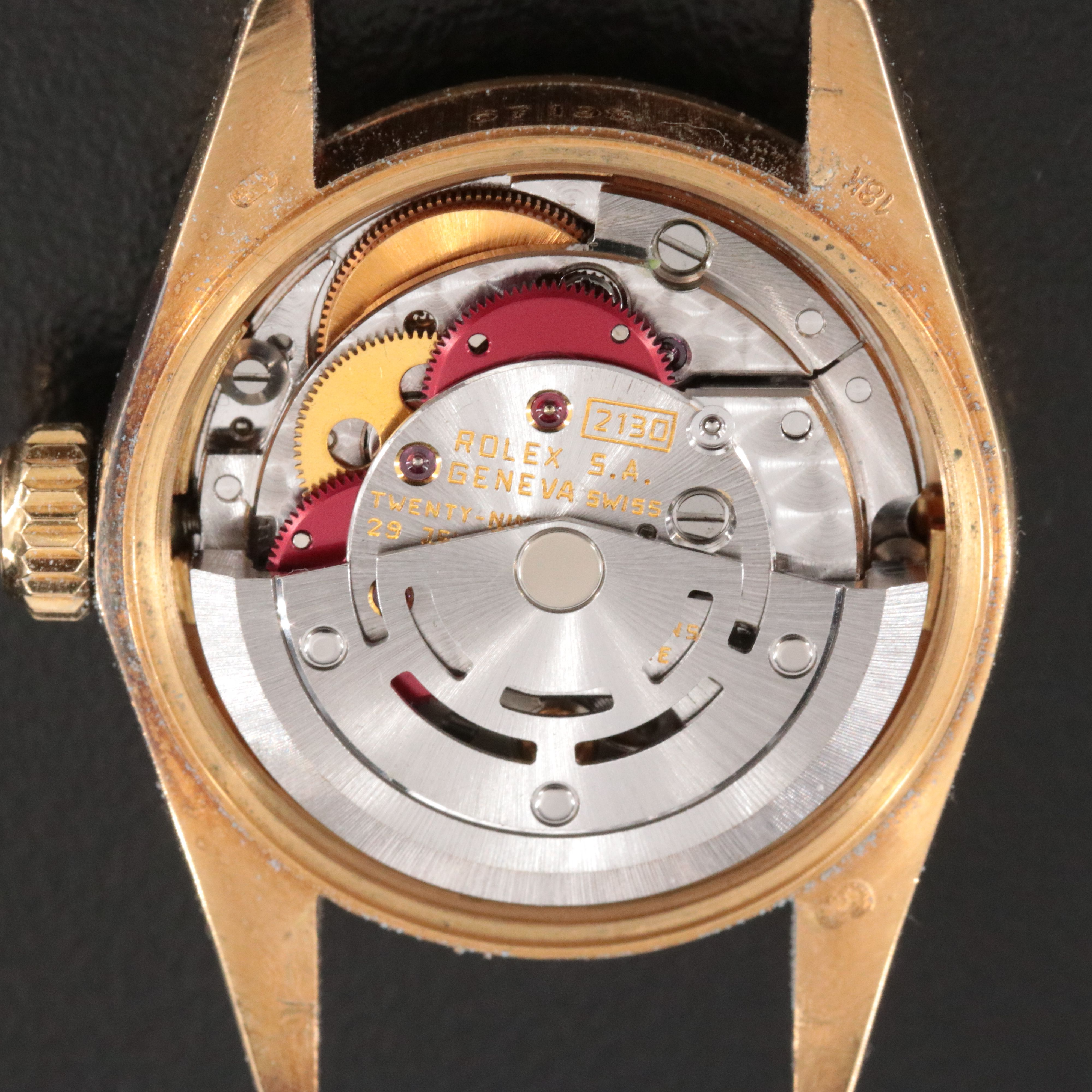 18K Rolex Blue Factory Diamond Dial Oyster Perpetual 67198 Watch