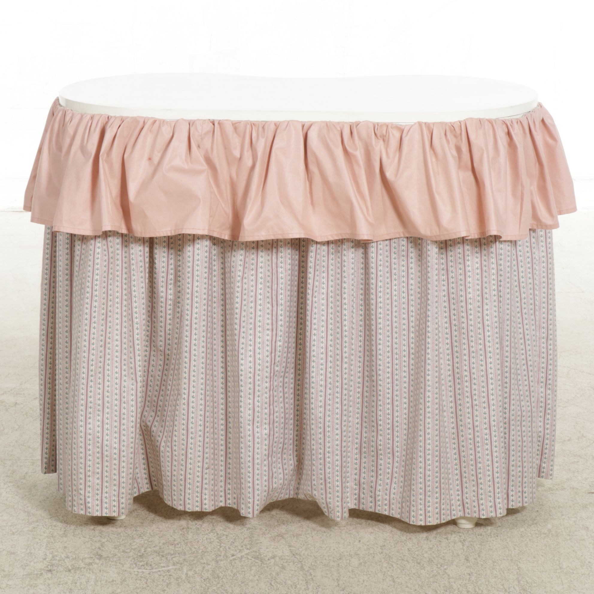 Kidney Shaped Painted Vanity Table with Fabric Apron, Mid-20th Century