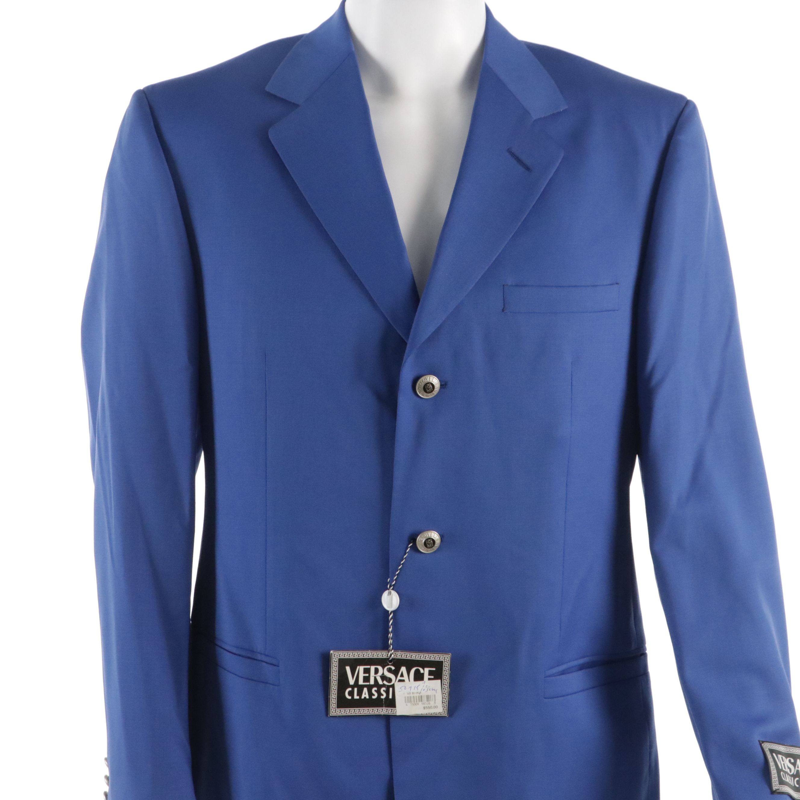 Men's Gianni Versace Classic V2 Royal Blue Wool Blazer, With Tag