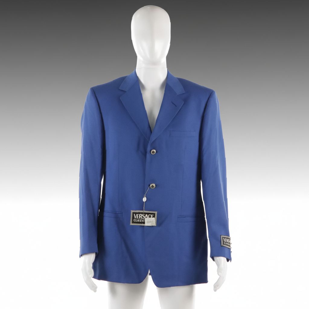 Men's Gianni Versace Classic V2 Royal Blue Wool Blazer, With Tag