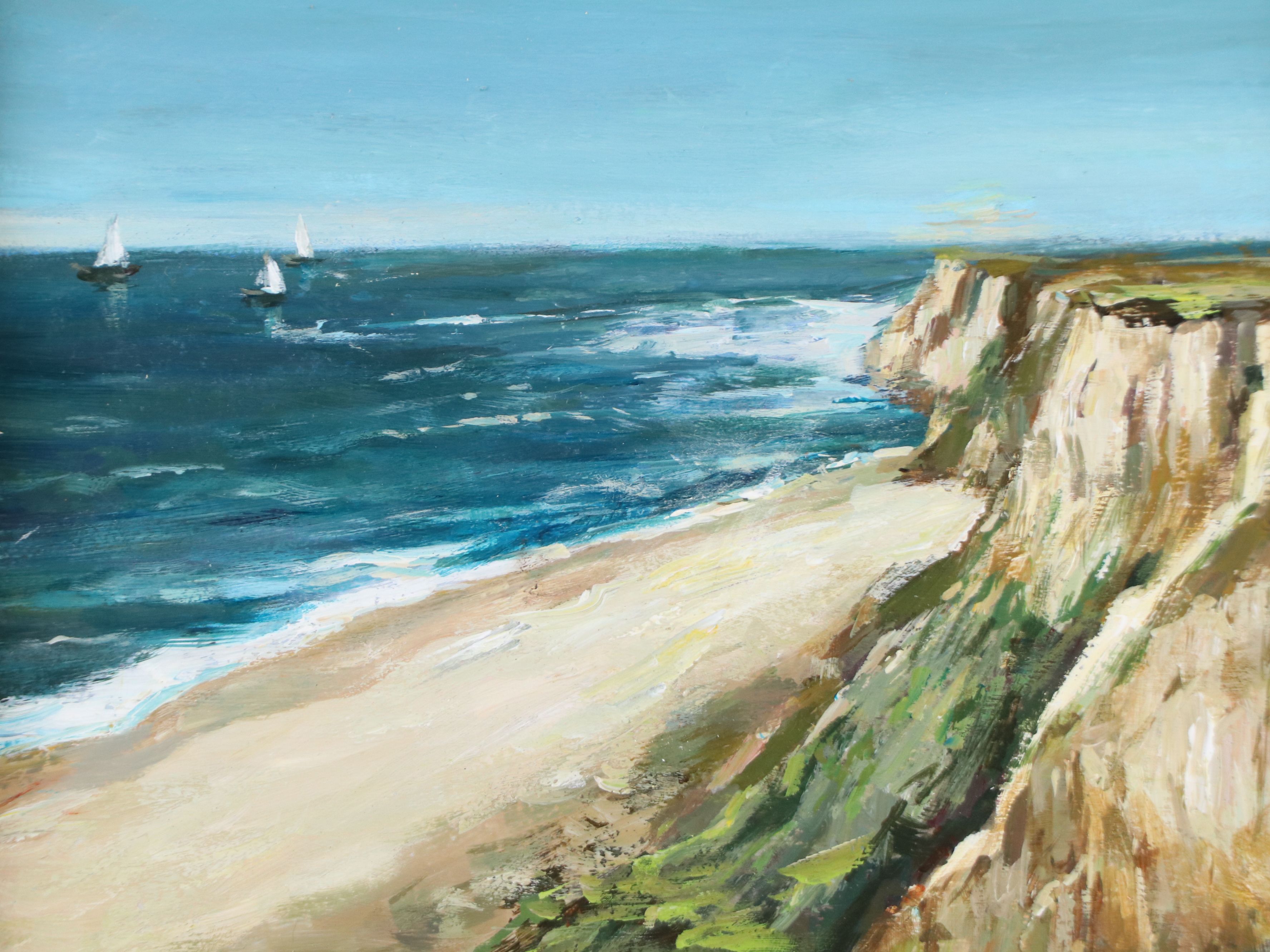 Agnes Rey Coastal Oil Painting "Amber Shore," 2025