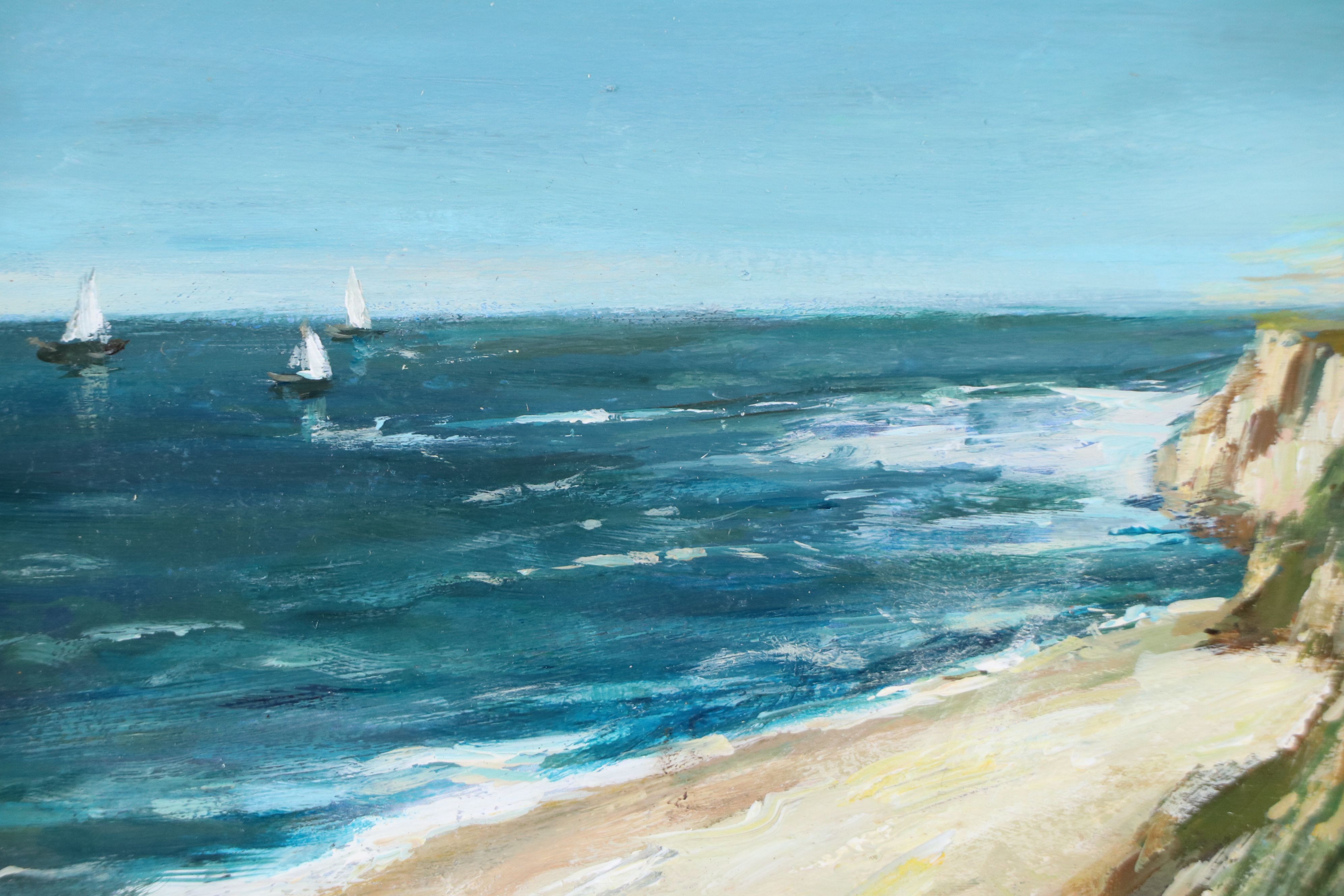 Agnes Rey Coastal Oil Painting "Amber Shore," 2025