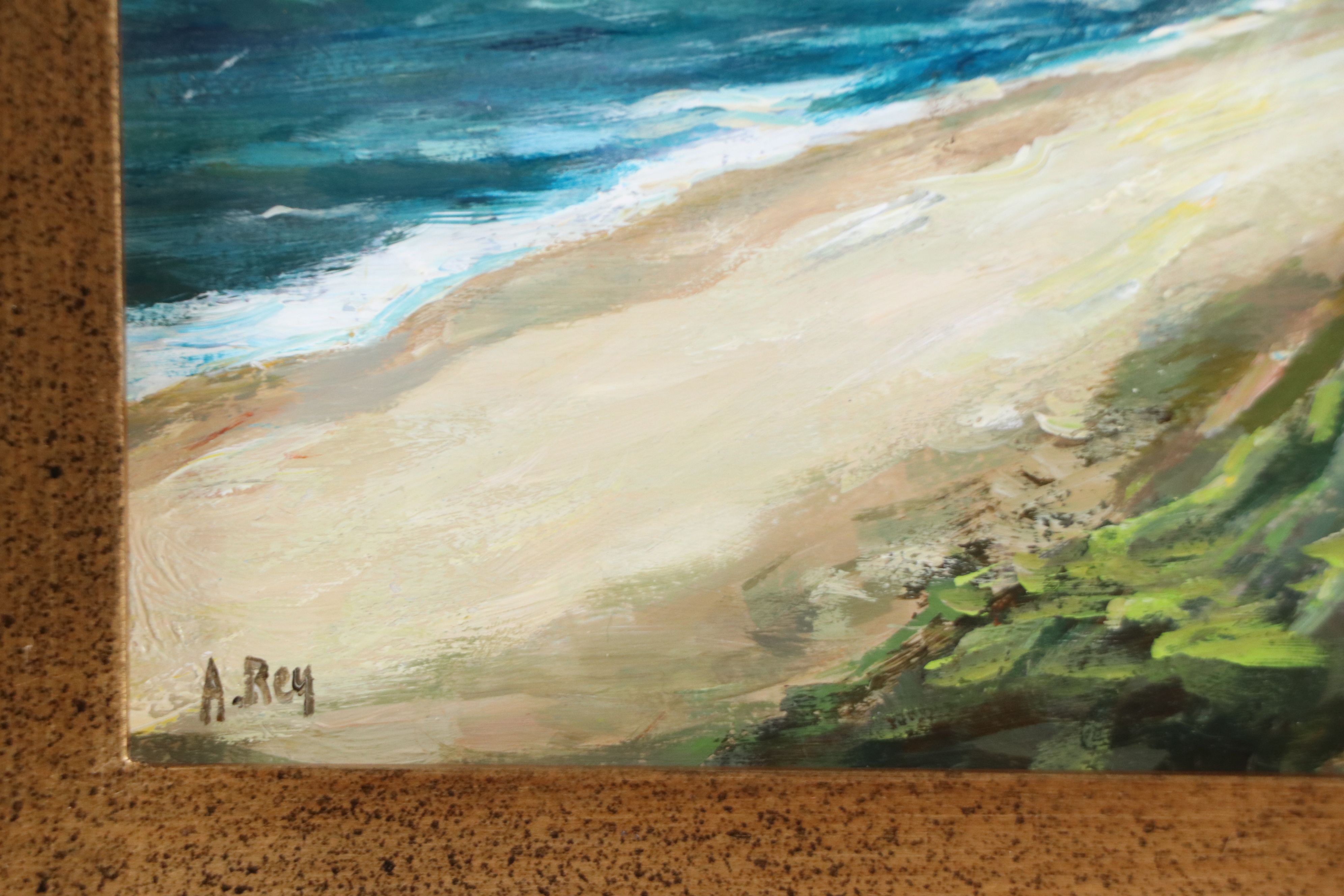 Agnes Rey Coastal Oil Painting "Amber Shore," 2025