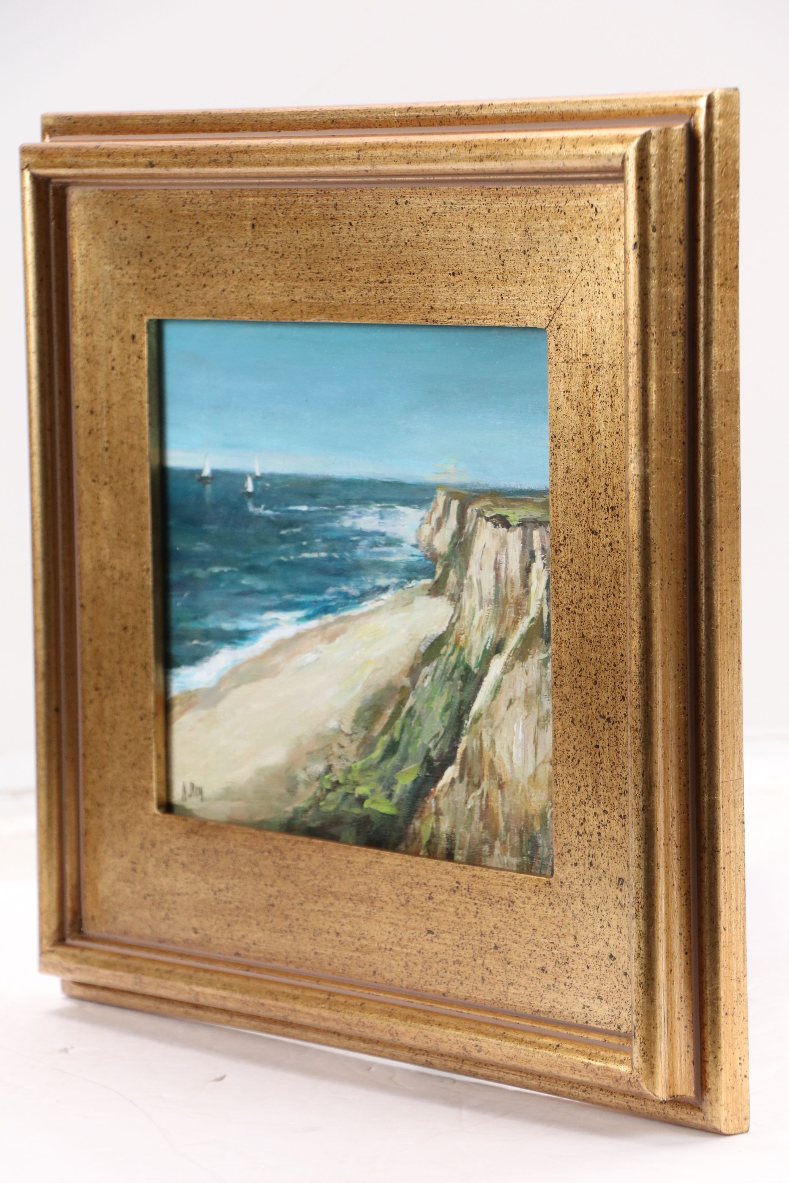 Agnes Rey Coastal Oil Painting "Amber Shore," 2025