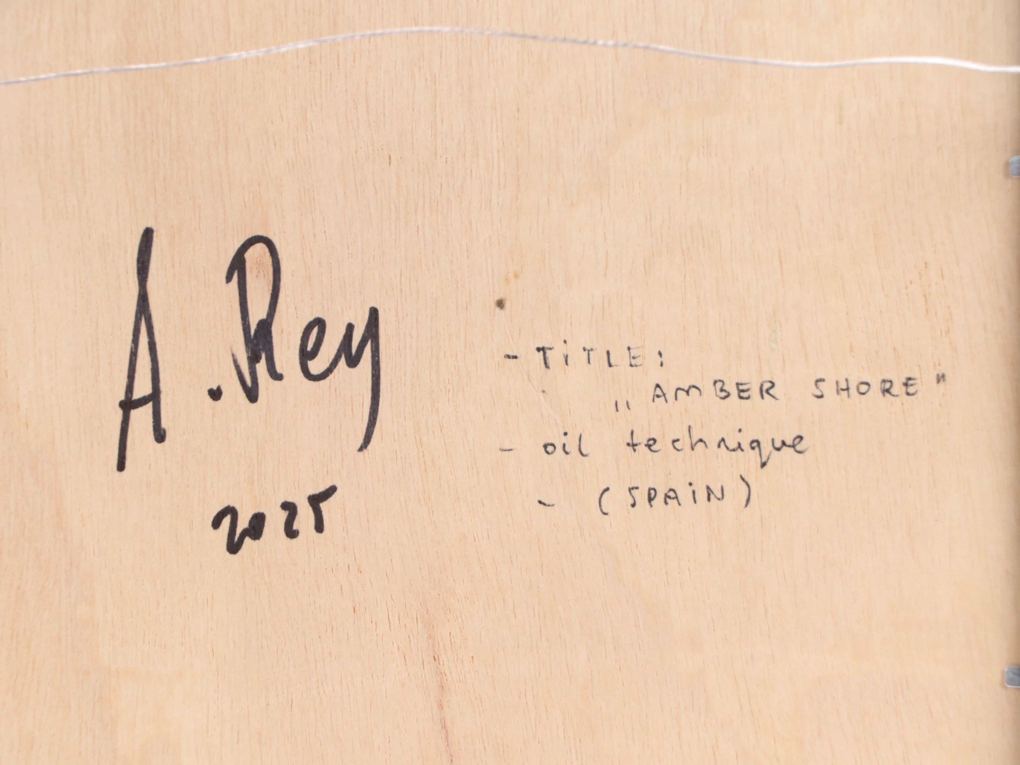 Agnes Rey Coastal Oil Painting "Amber Shore," 2025