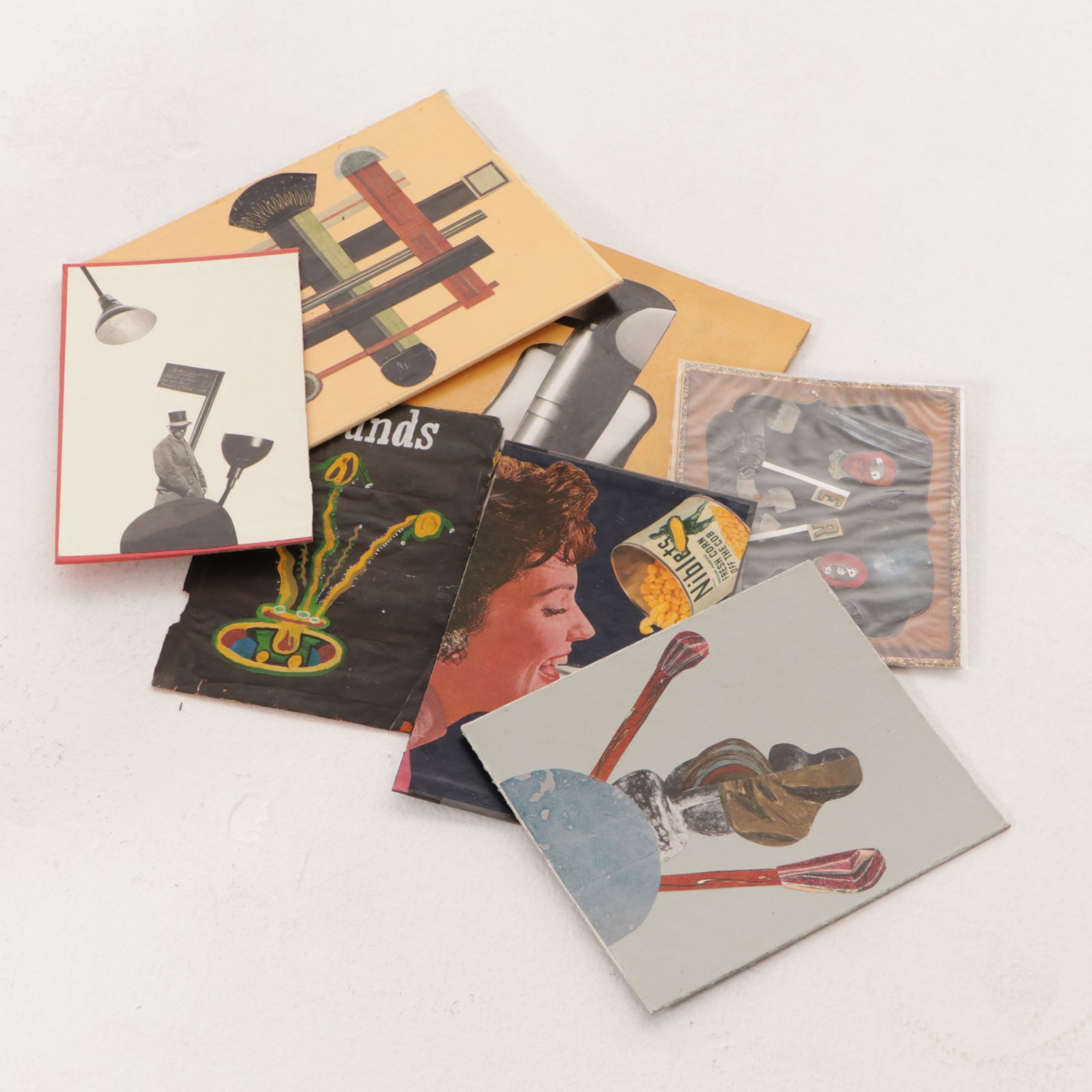 Collection of Abstract Folk and Pop Art Style Collages, Mid - Late 20th Century