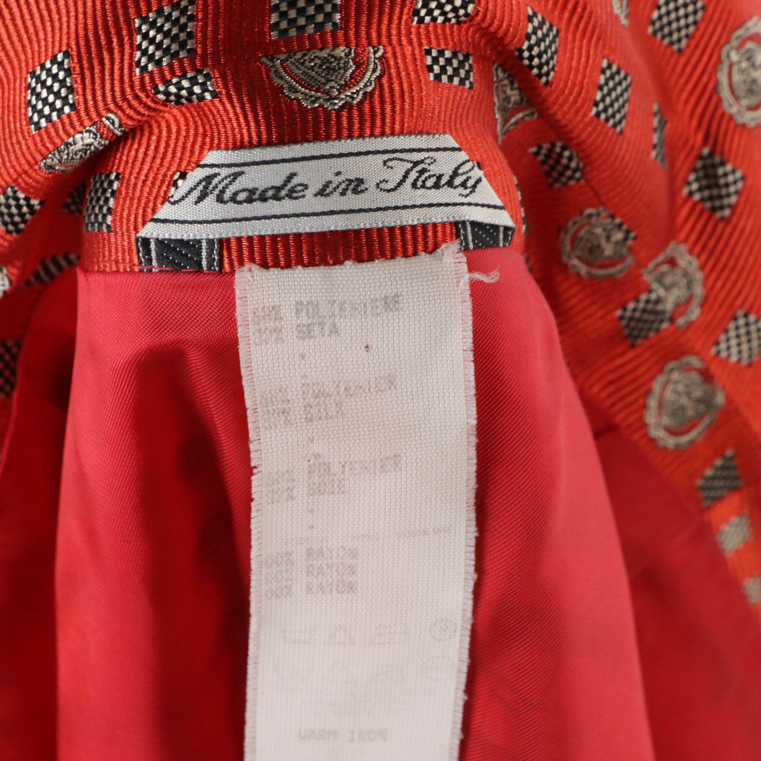 Istante by Versace Miniskirt Suit in Red Patterned Jacquard Silk Blend