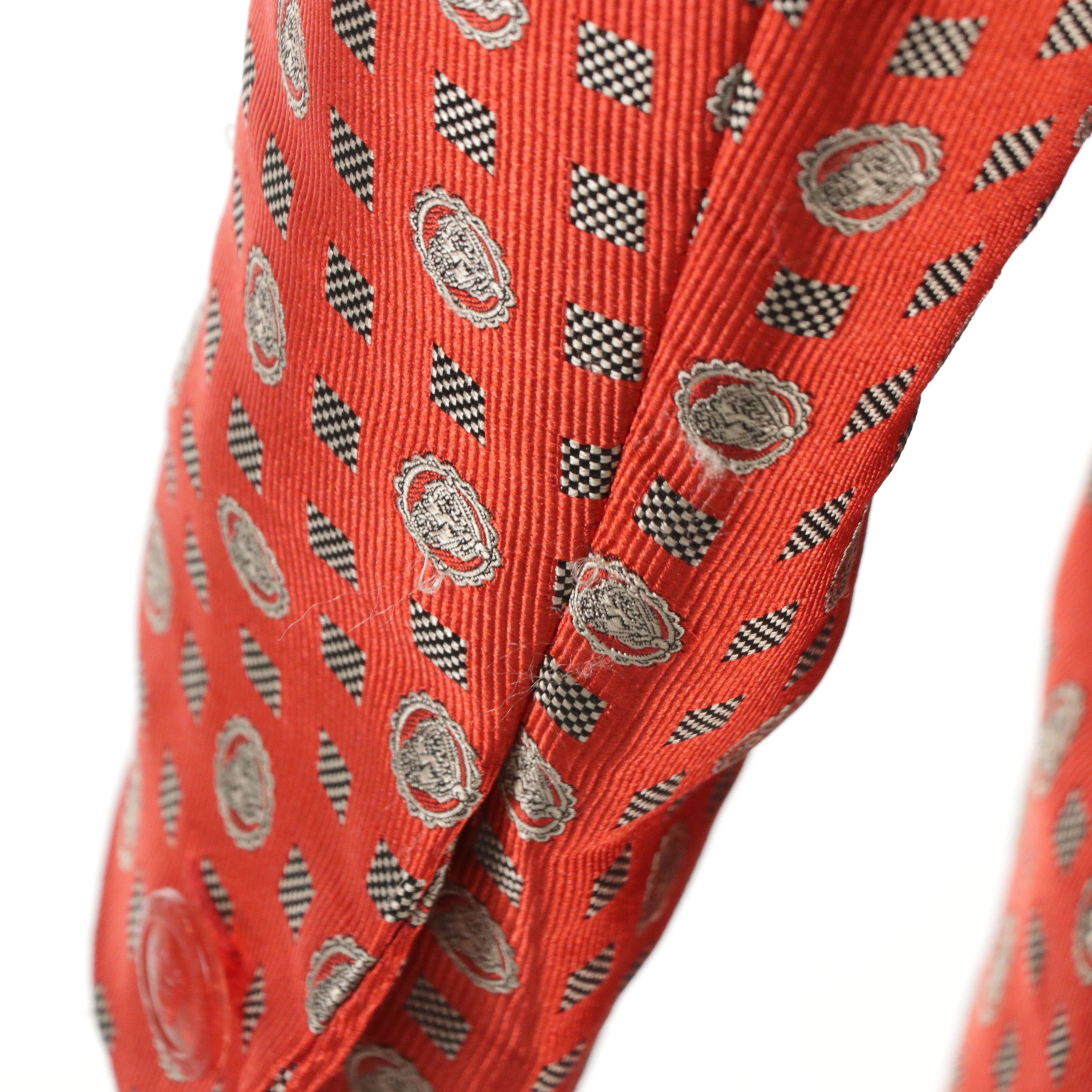 Istante by Versace Miniskirt Suit in Red Patterned Jacquard Silk Blend