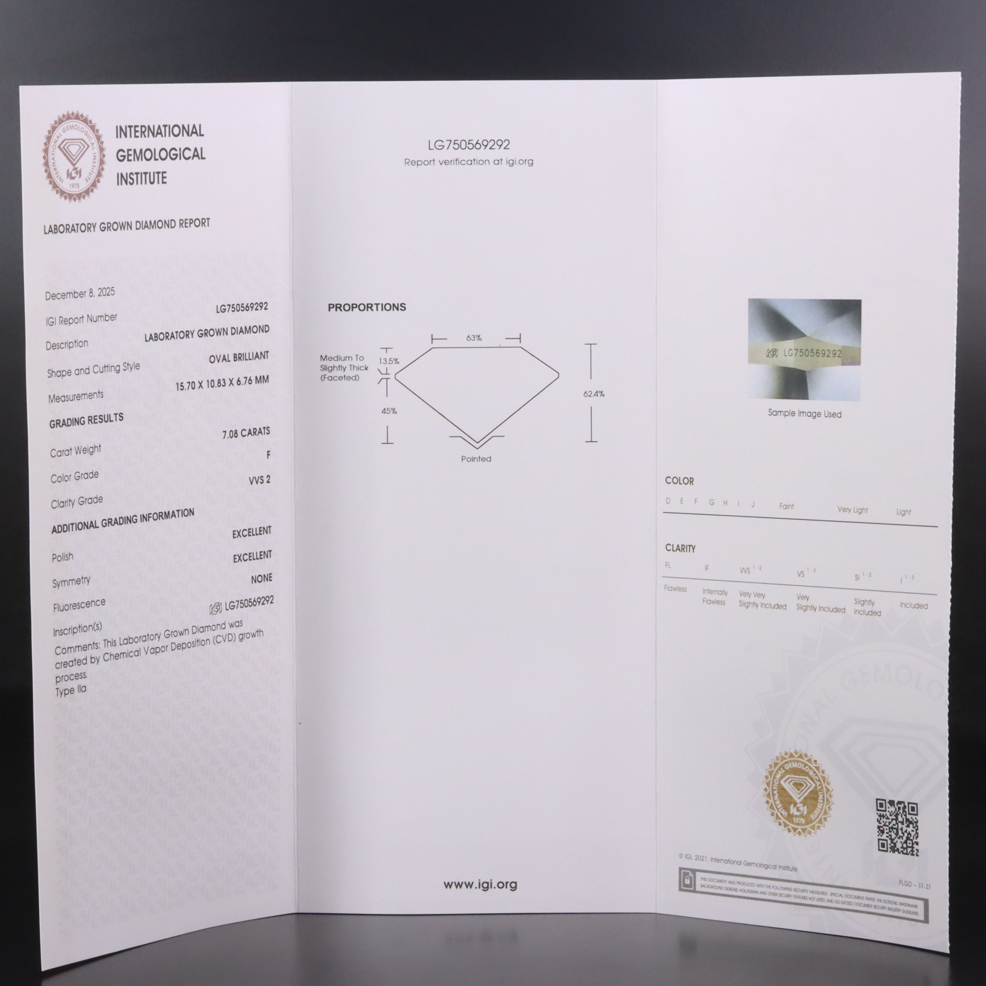 14K 7.08 CT Lab Grown Diamond Ring with IGI Report