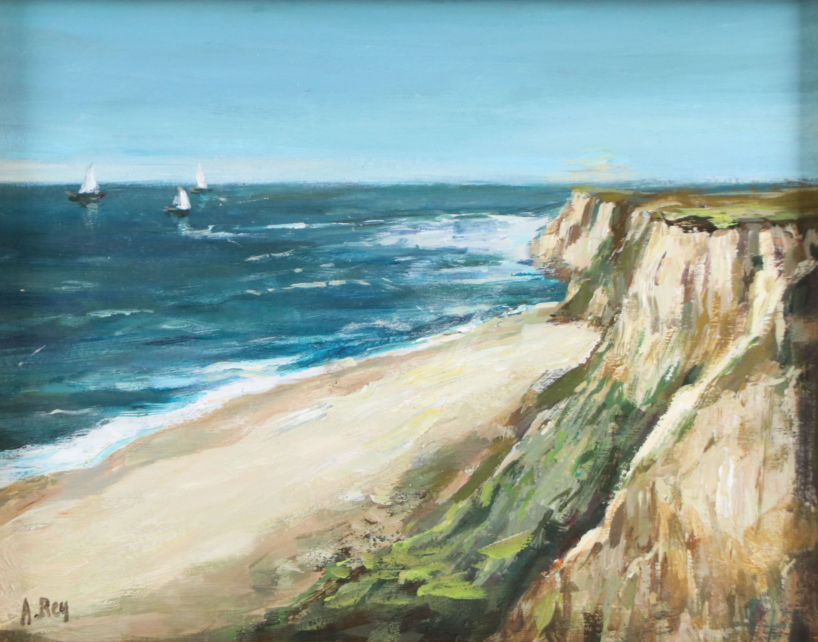 Agnes Rey Coastal Oil Painting "Amber Shore," 2025