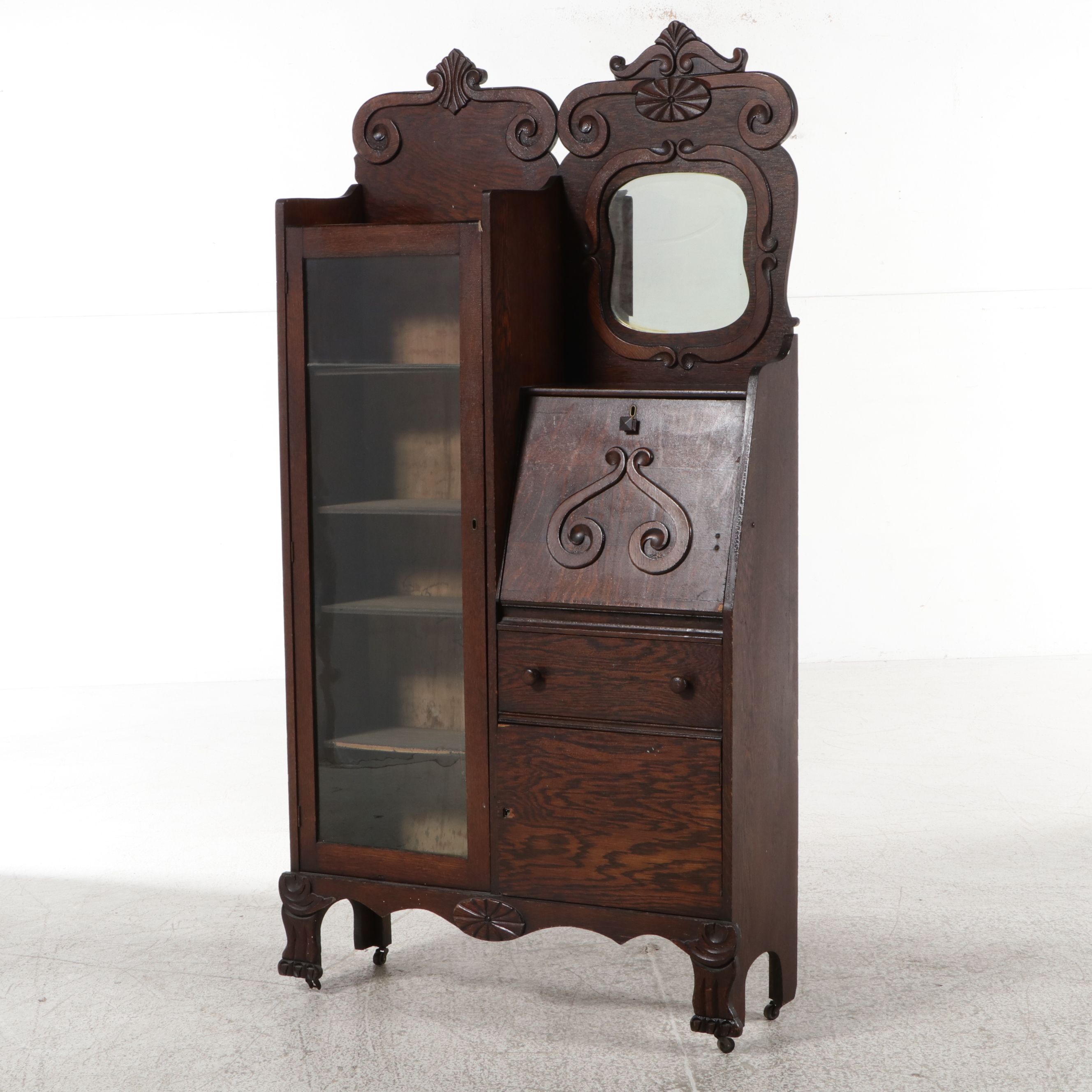 Victorian Oak Side-by-Side, Late 19th to Early 20th Century