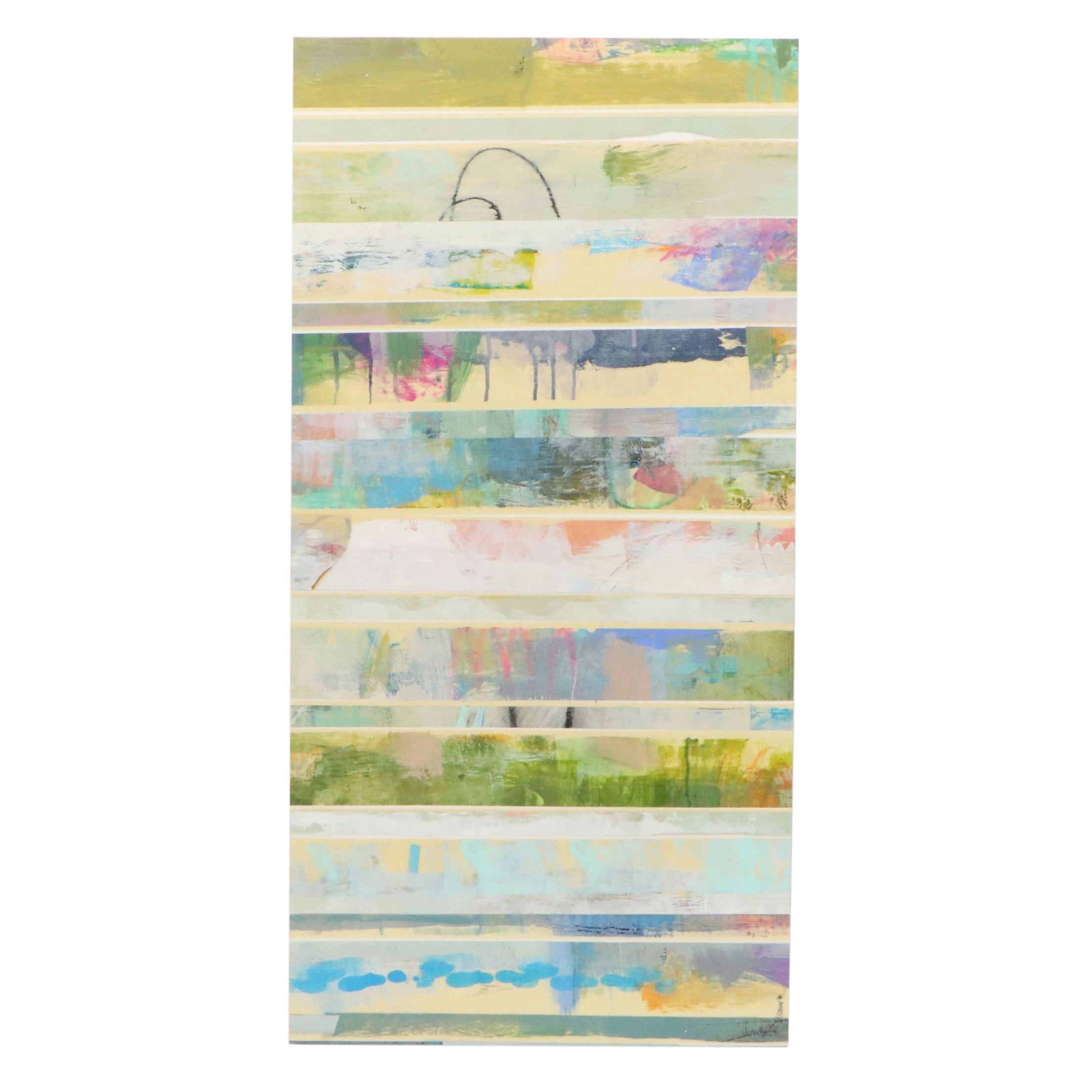 Ursula J. Brenner Abstract Mixed Media Painting, 21st Century