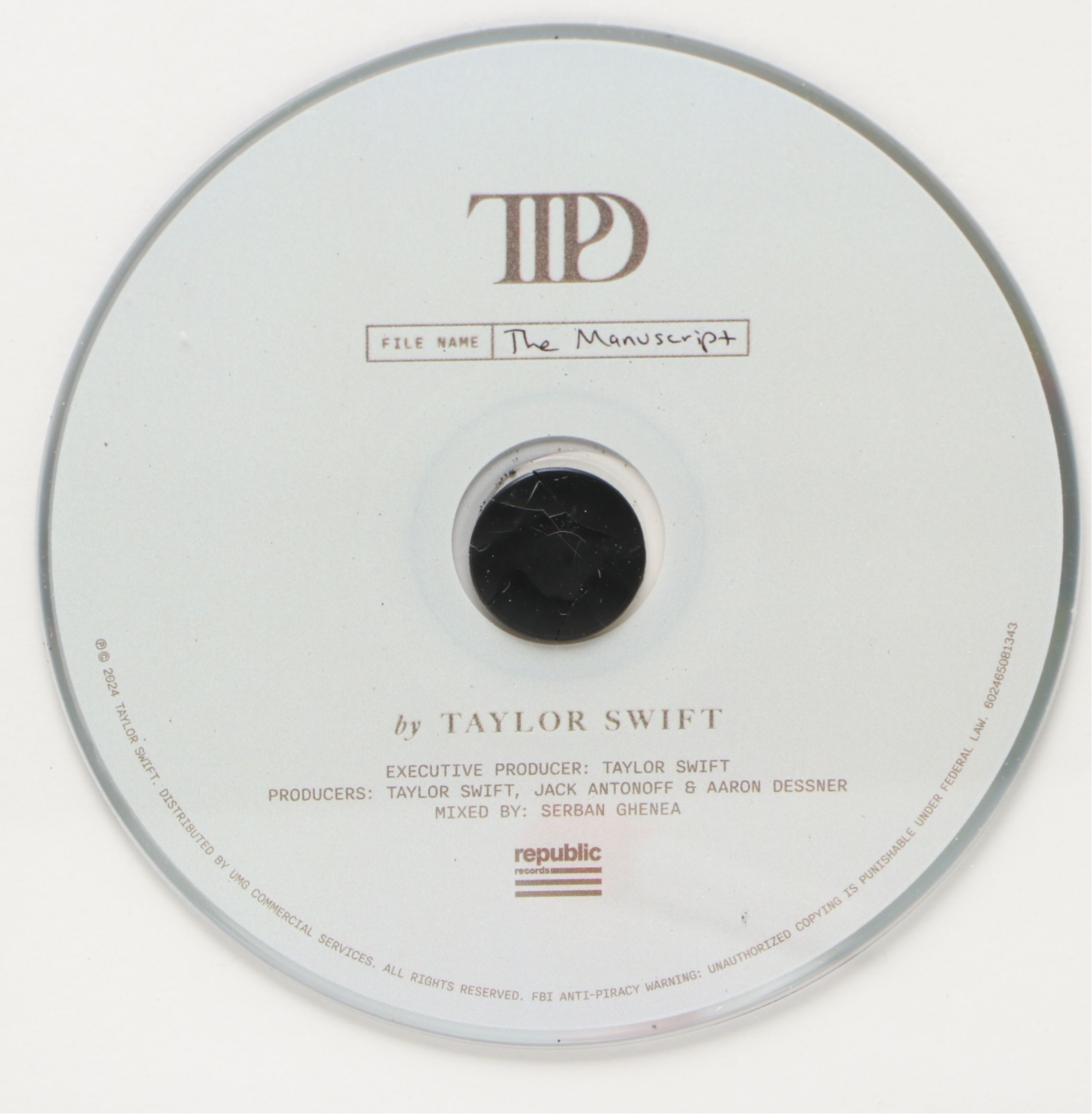 Taylor Swift Signed "The Tortured Poets Department" CD Card in Frame