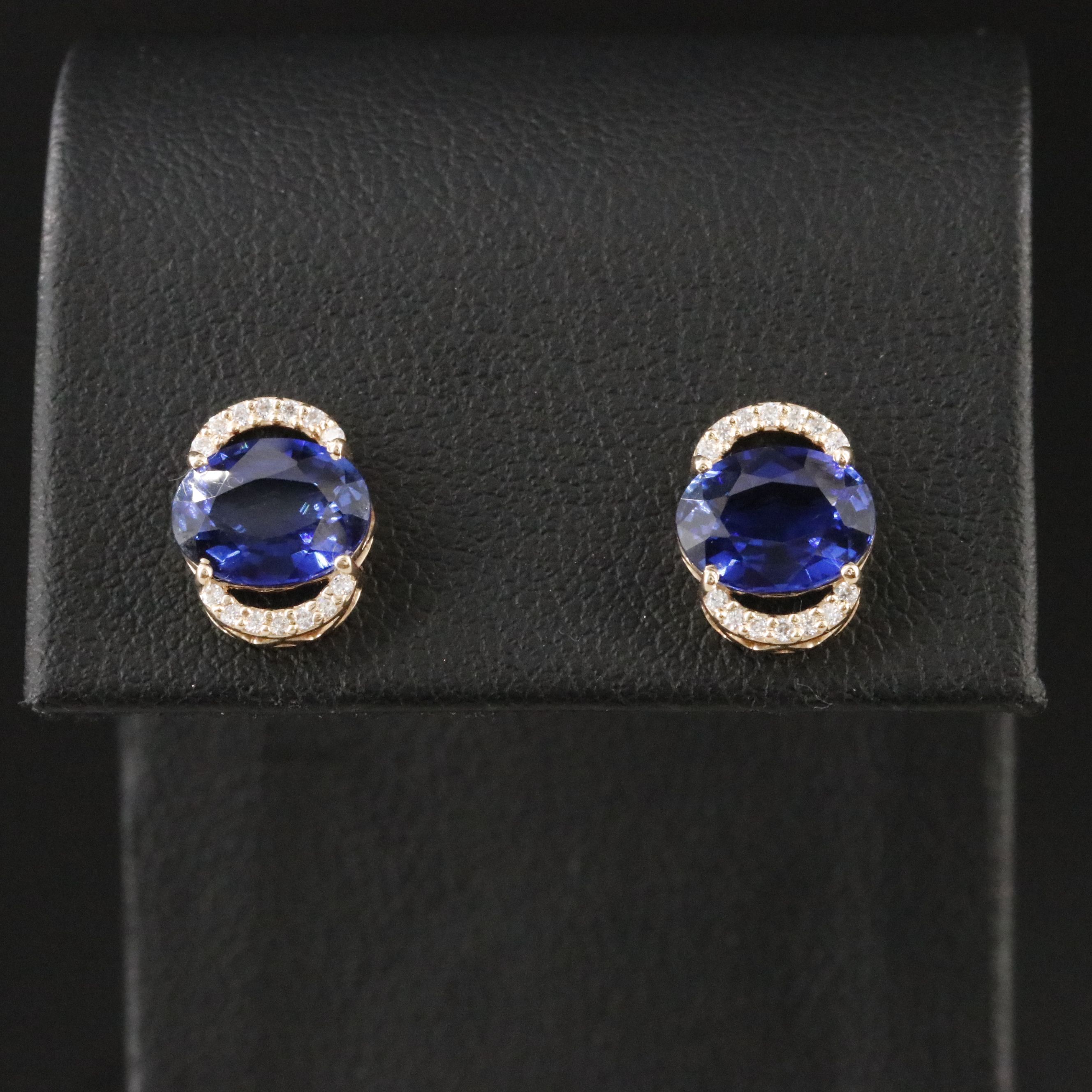14K 1.55 CTW Sapphire and Moissanite Earrings