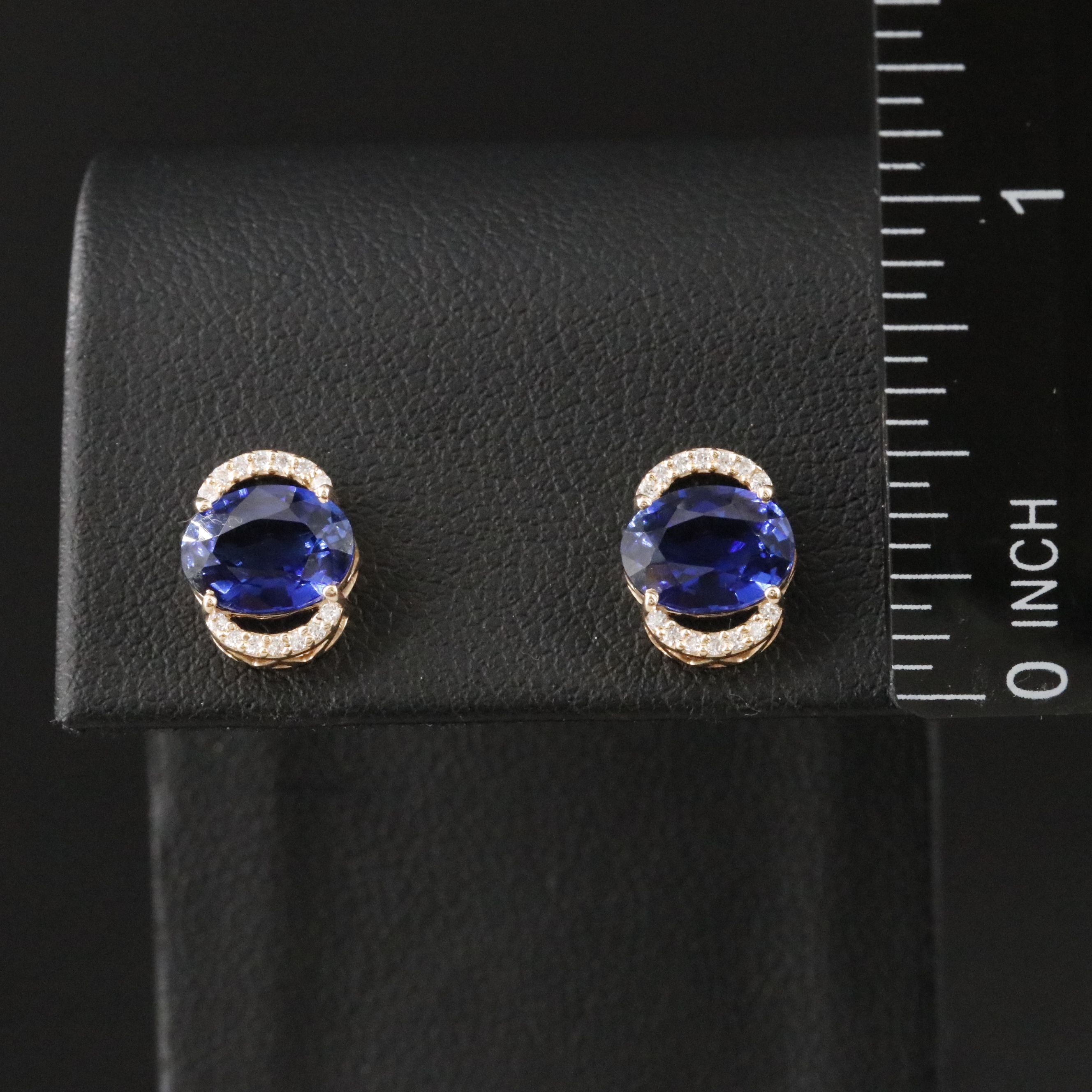 14K 1.55 CTW Sapphire and Moissanite Earrings