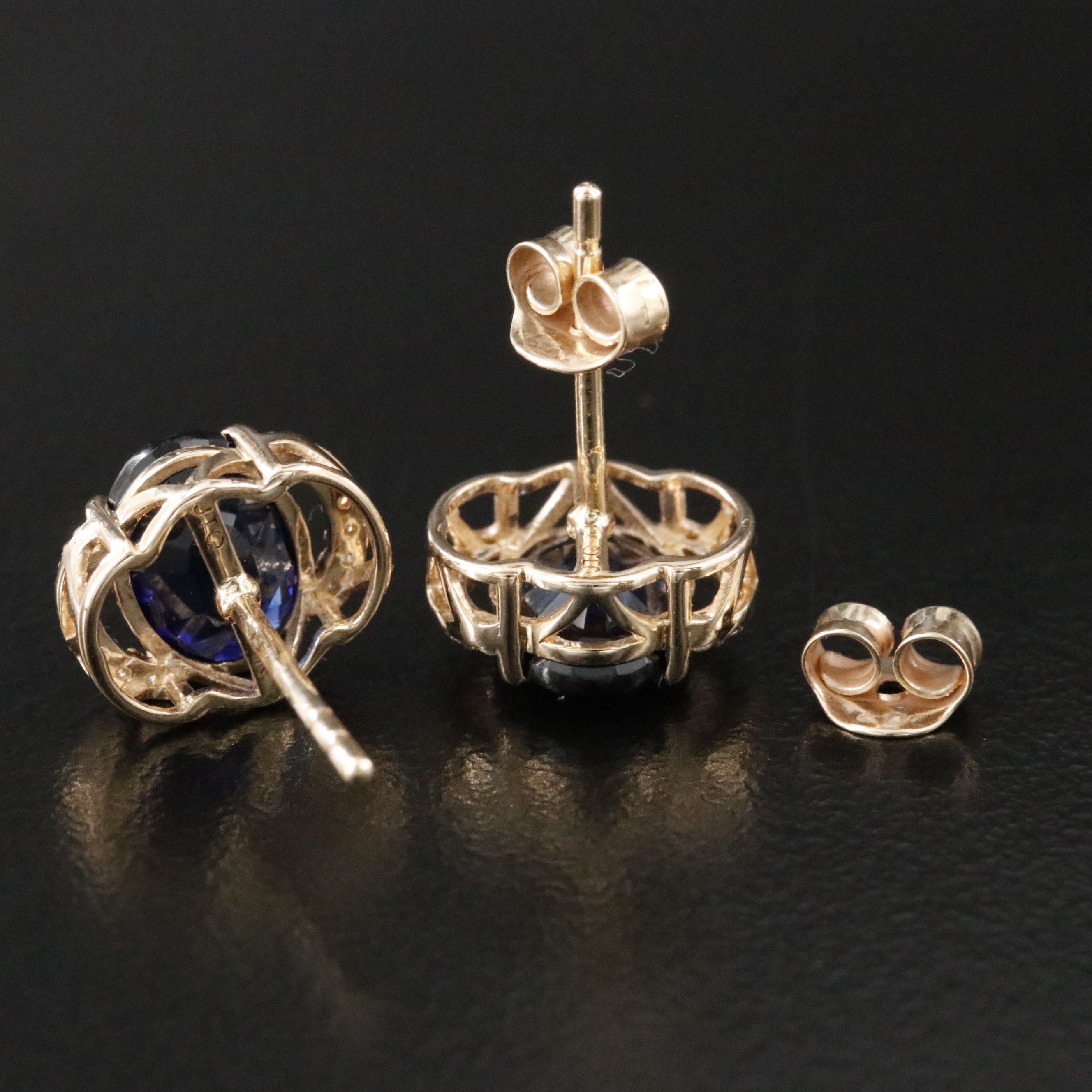 14K 1.55 CTW Sapphire and Moissanite Earrings