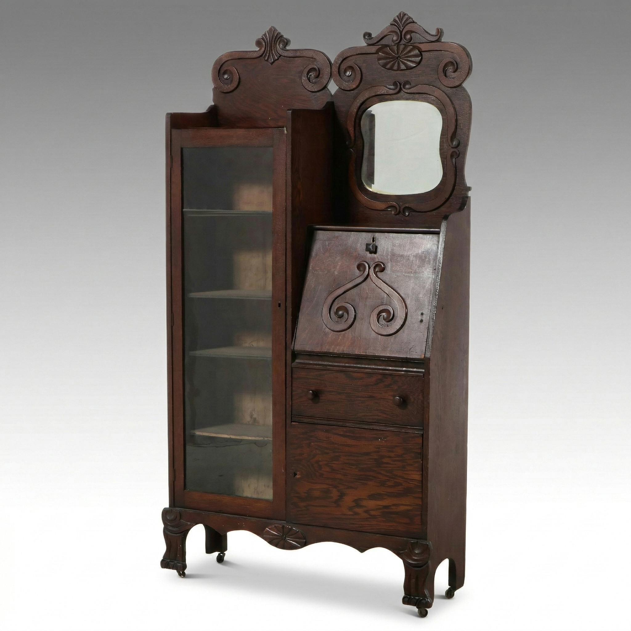 Victorian Oak Side-by-Side, Late 19th to Early 20th Century