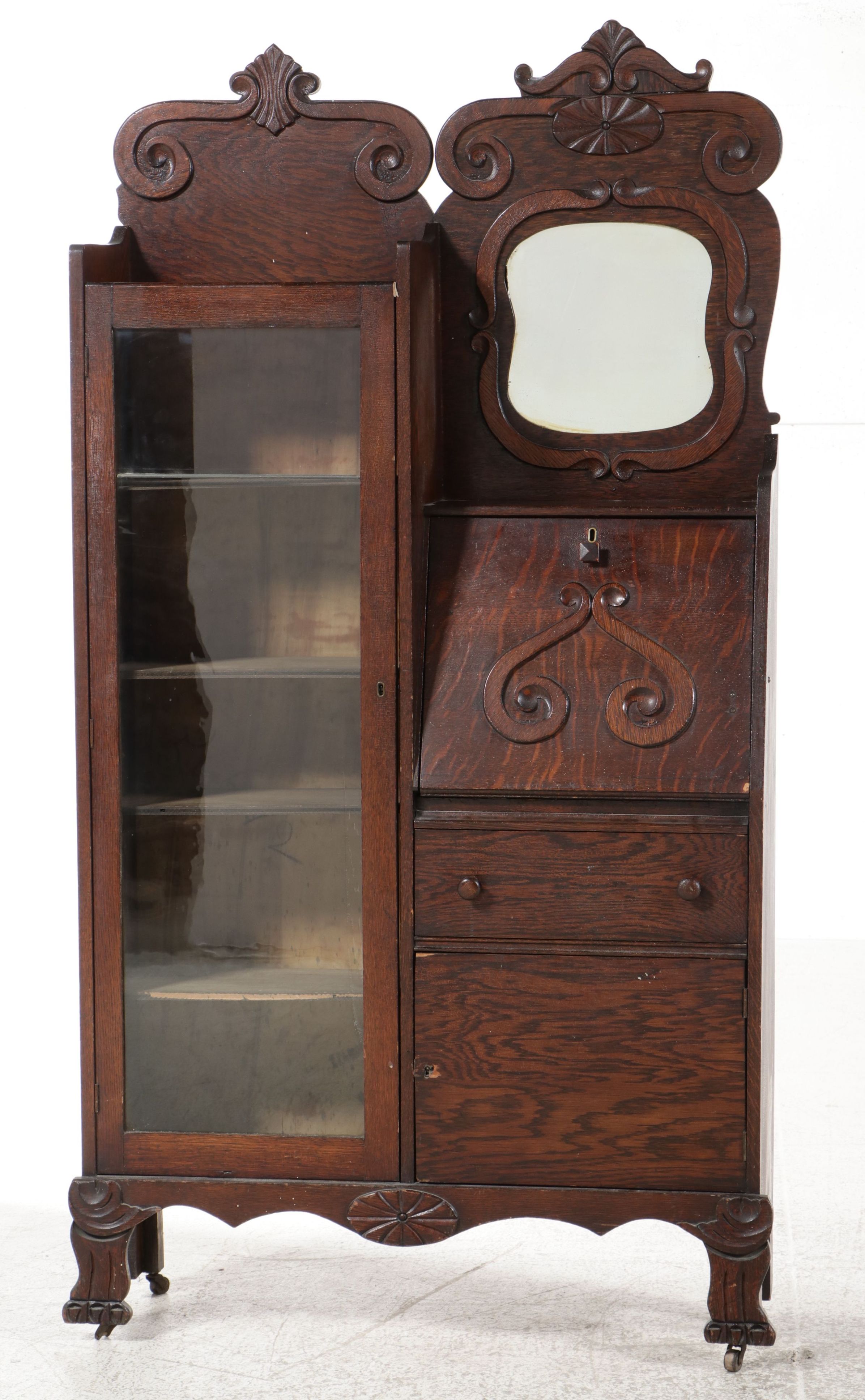 Victorian Oak Side-by-Side, Late 19th to Early 20th Century