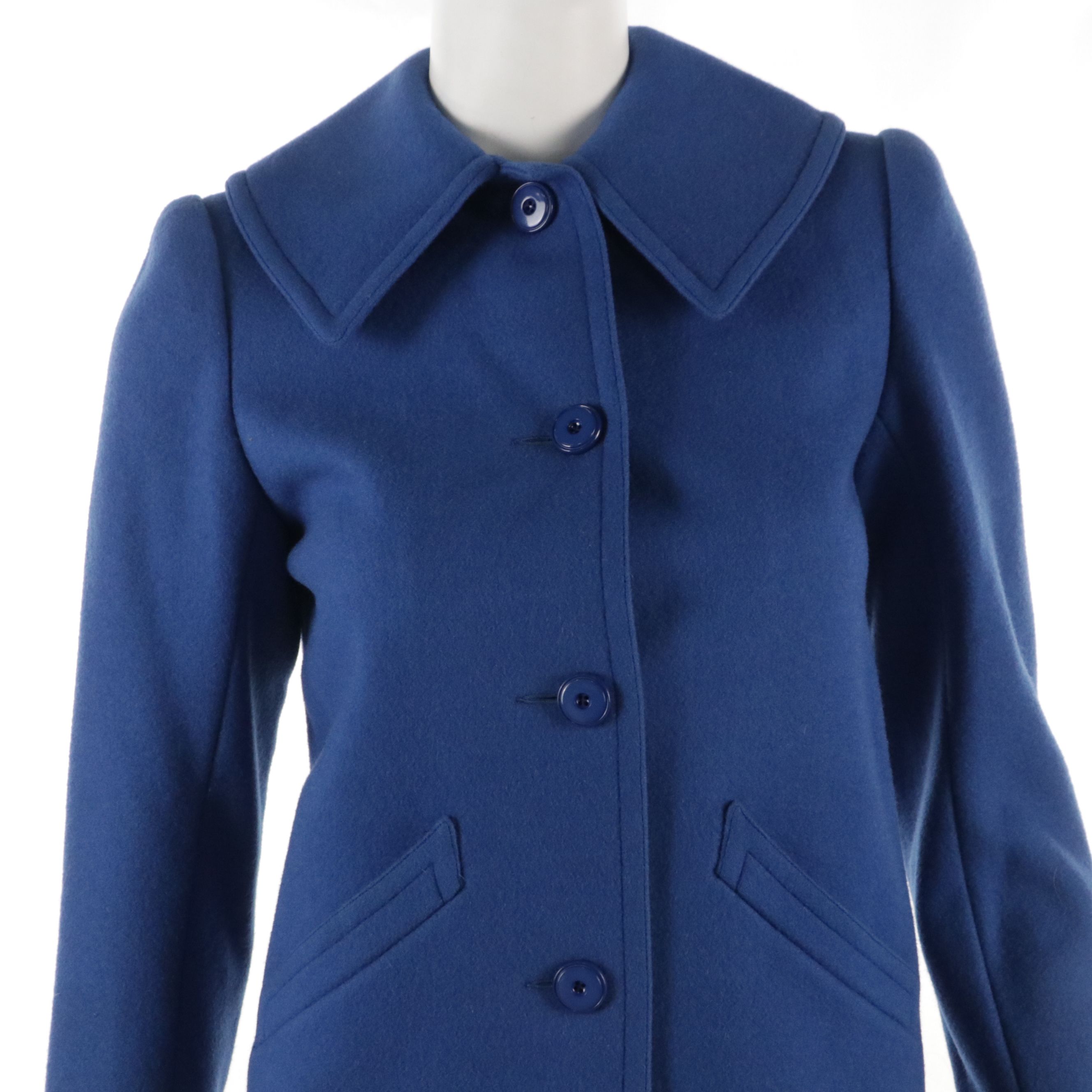 Saint Laurent Blue Wool Button-Front Coat