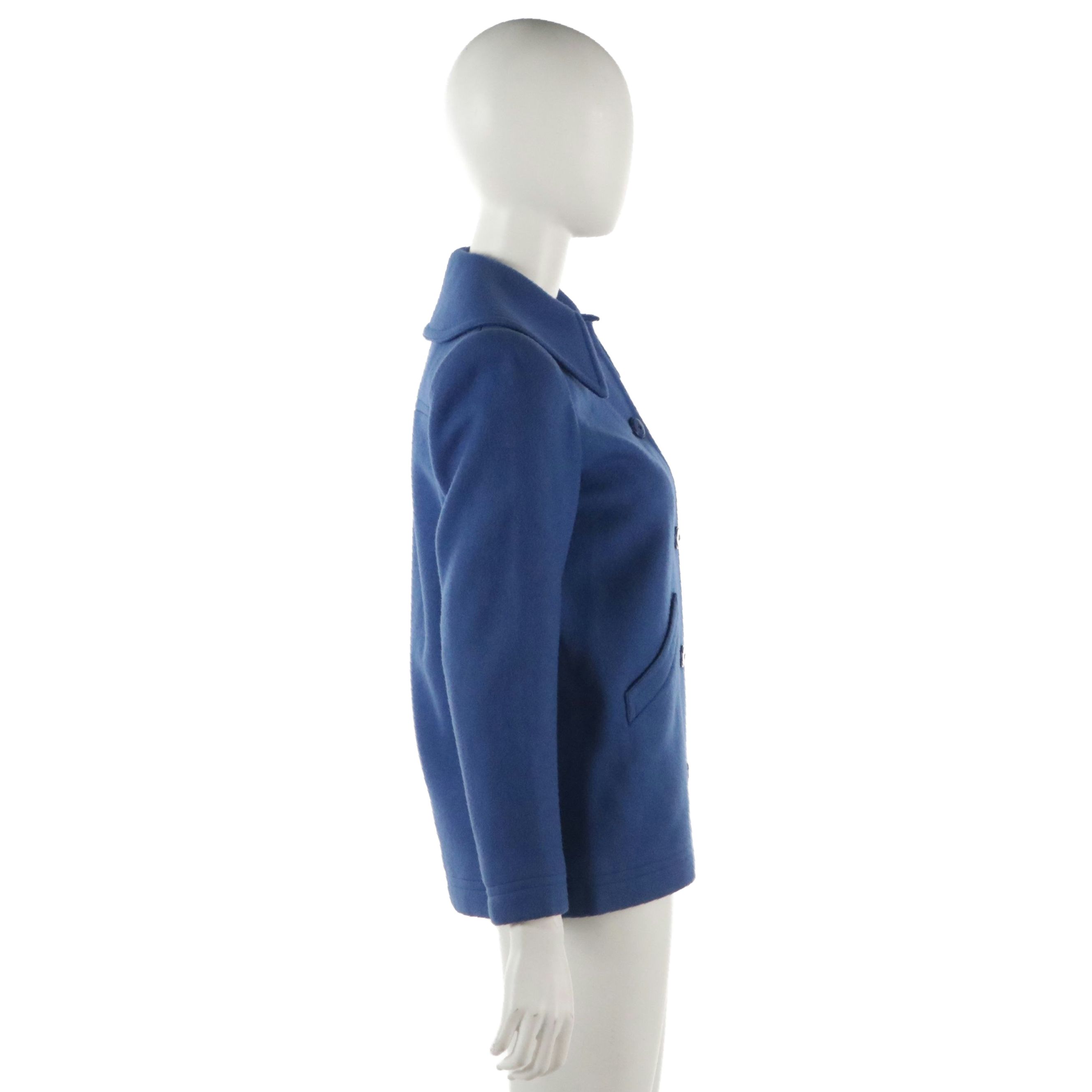 Saint Laurent Blue Wool Button-Front Coat