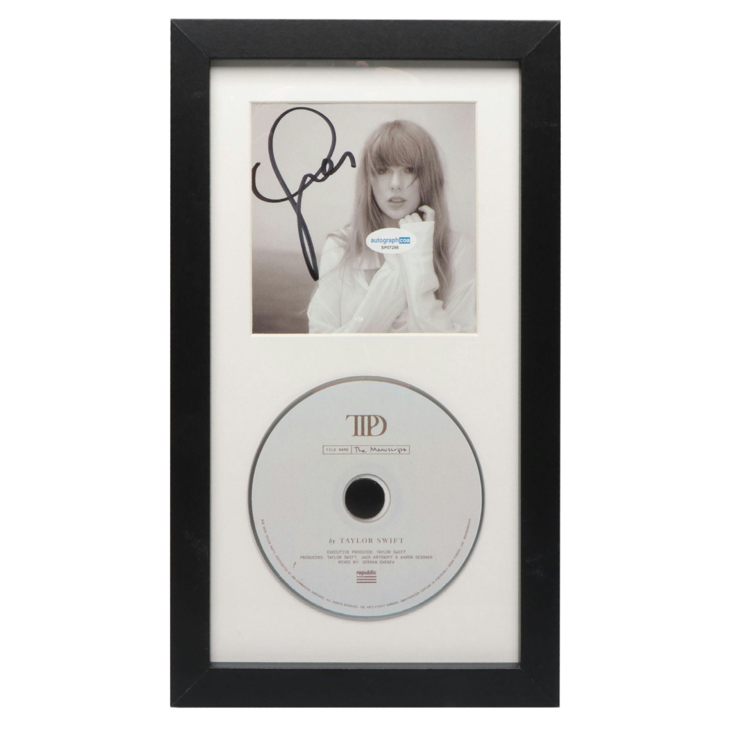 Taylor Swift Signed "The Tortured Poets Department" CD Card in Frame