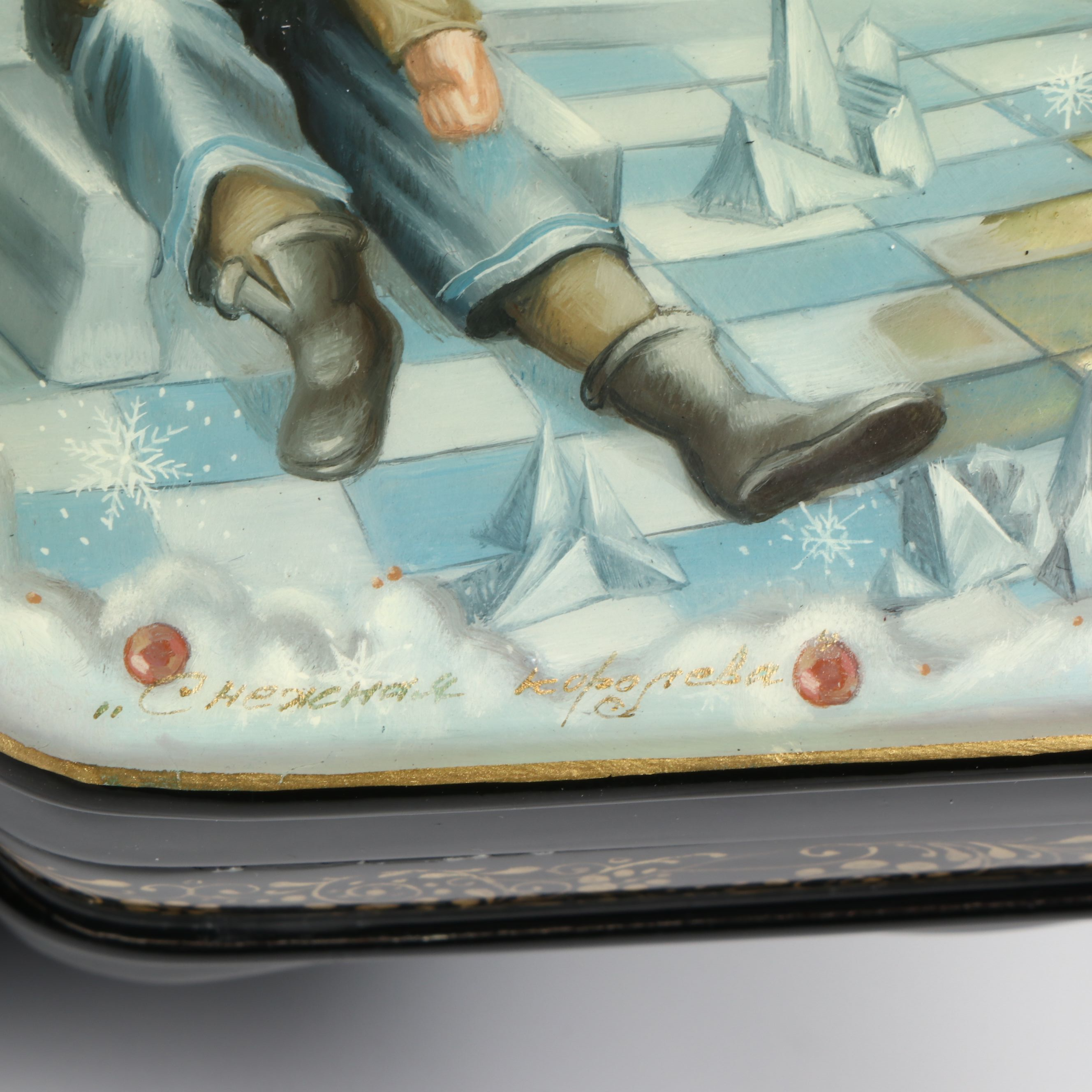 Russian Fedoskino Hand-Painted Fairy Tale Inspired Lacquerware Box