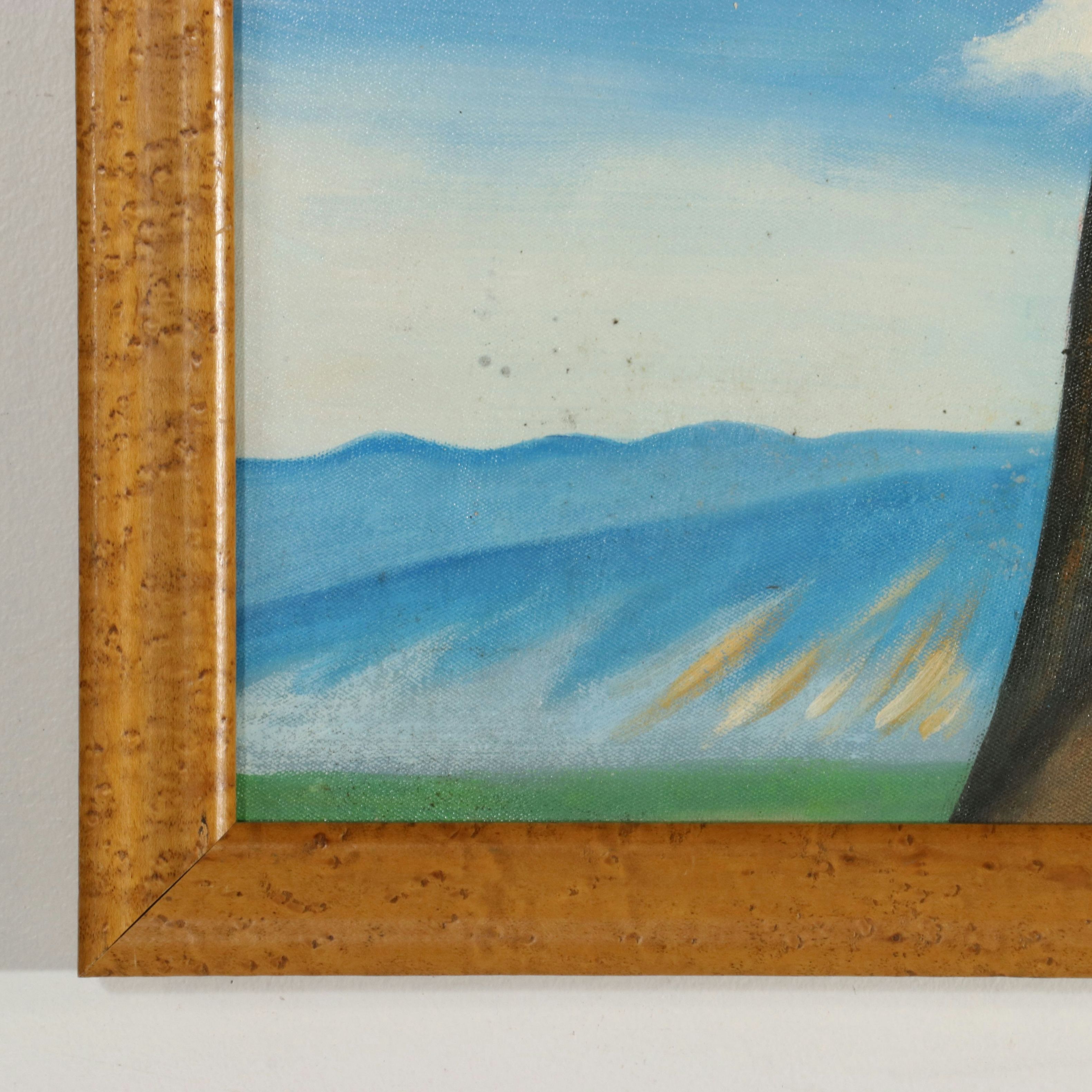 After Georgia O'Keeffe Oil Painting Copy "Deer Skull with Pedernal," 21st C.