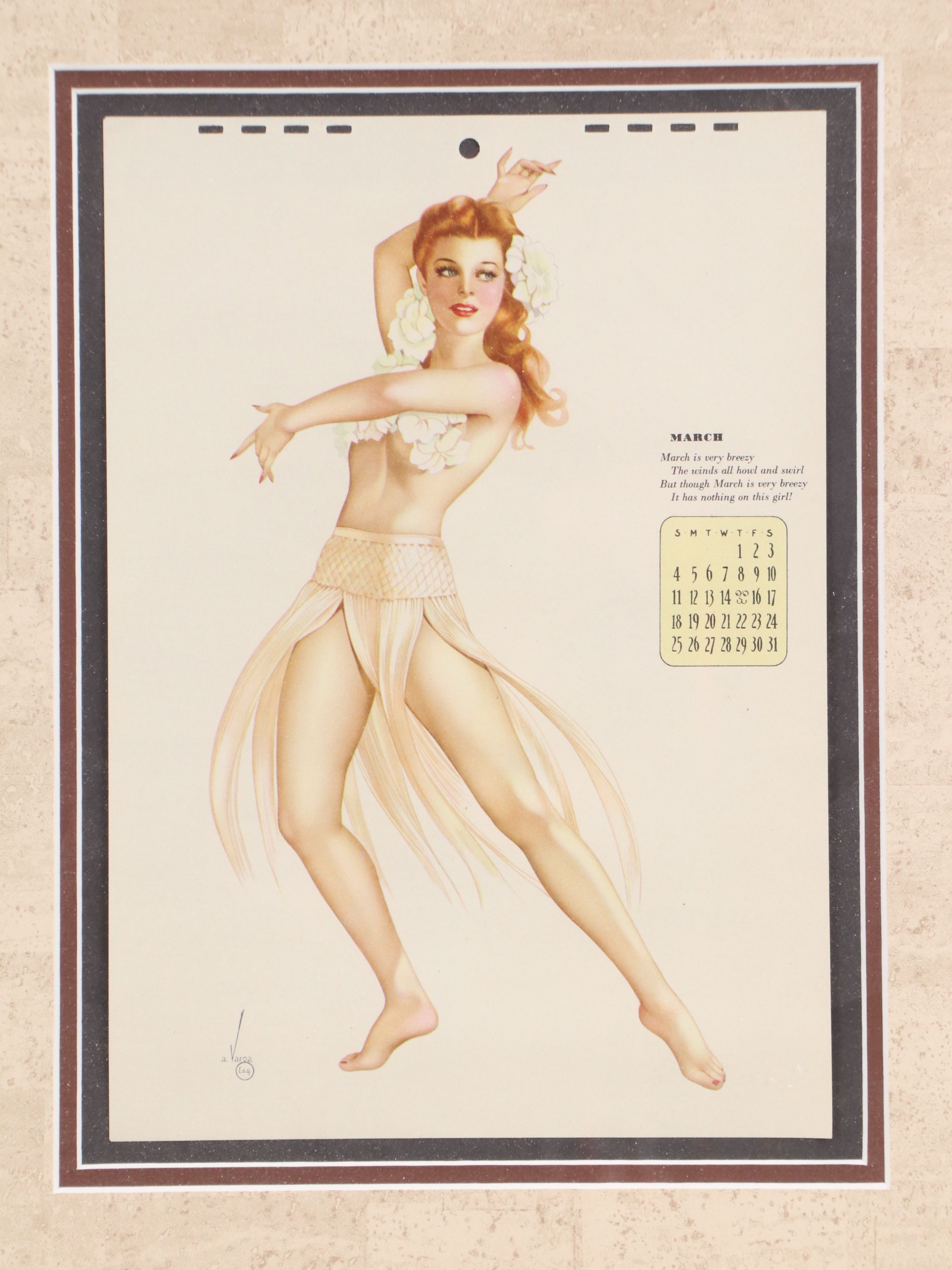 After Alberto Vargas Mid-Century Pinup Calendar Pages