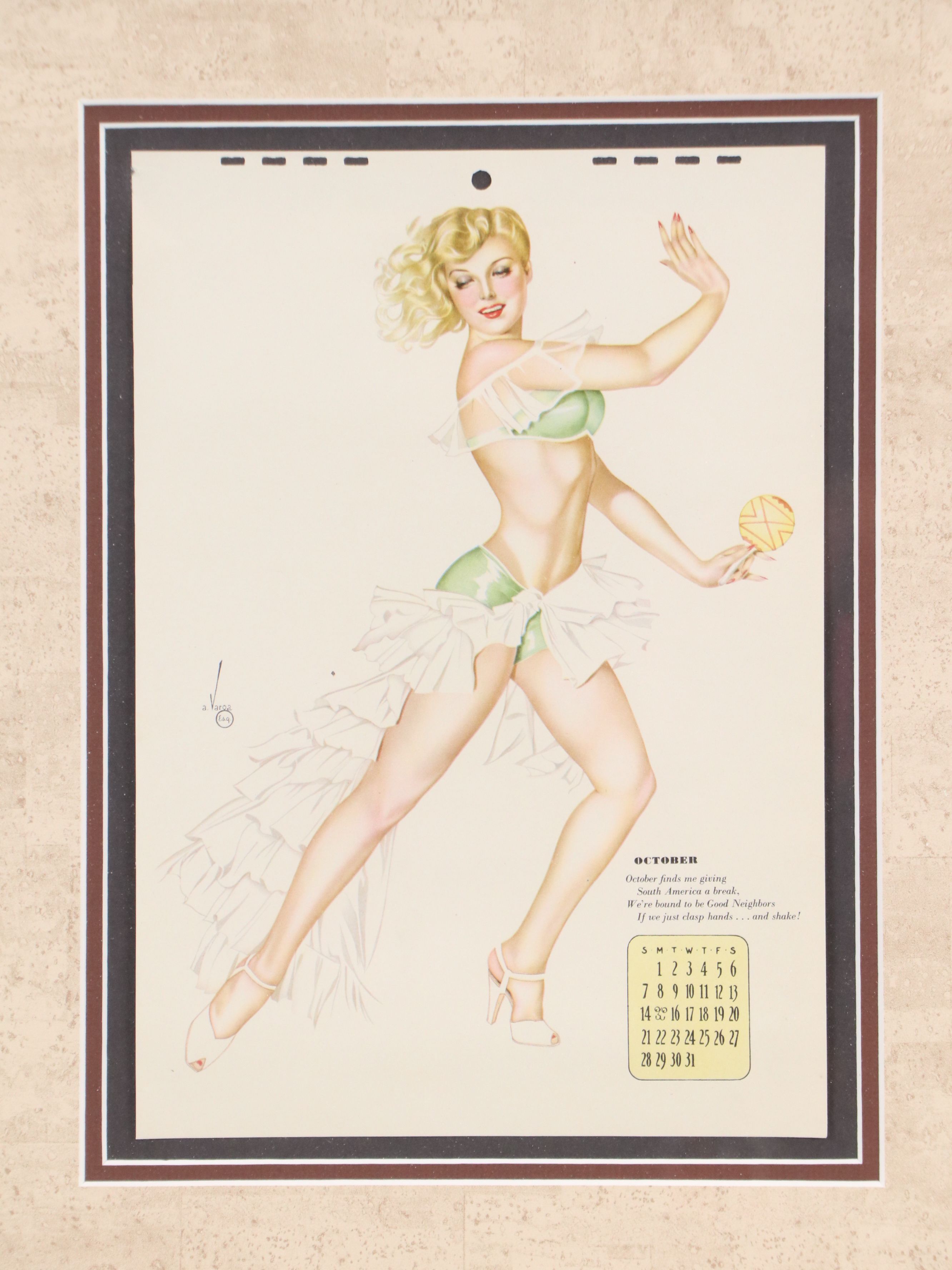 After Alberto Vargas Mid-Century Pinup Calendar Pages