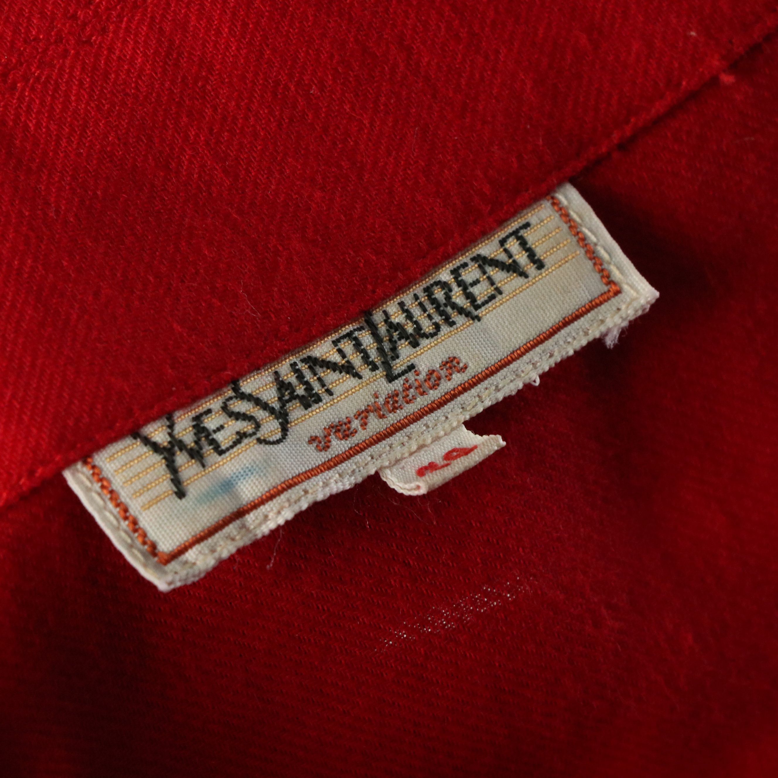 Yves Saint Laurent Red Button-Up Shirt with Woven Buttons