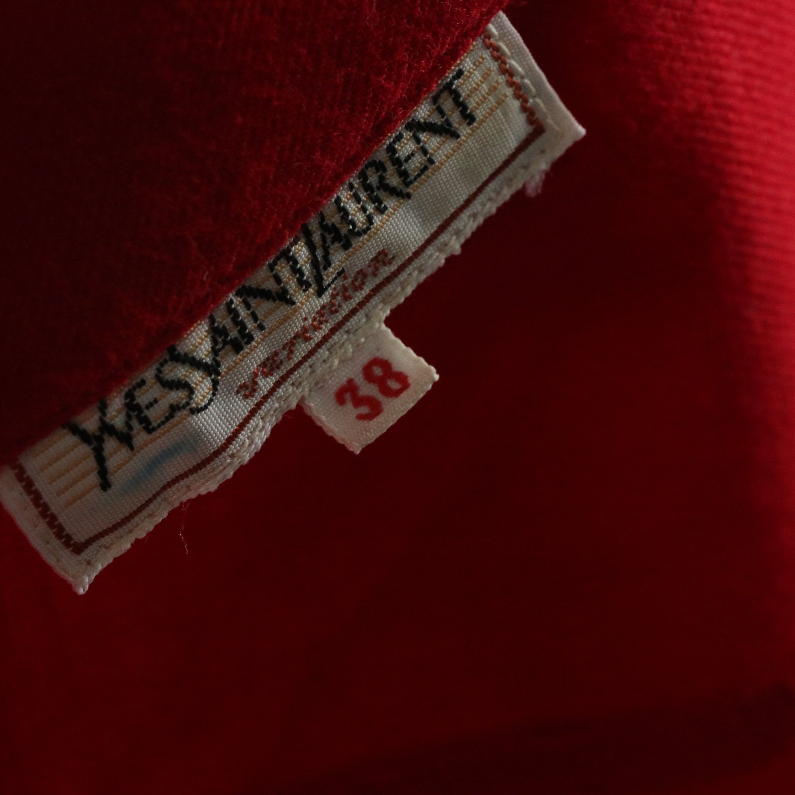 Yves Saint Laurent Red Button-Up Shirt with Woven Buttons