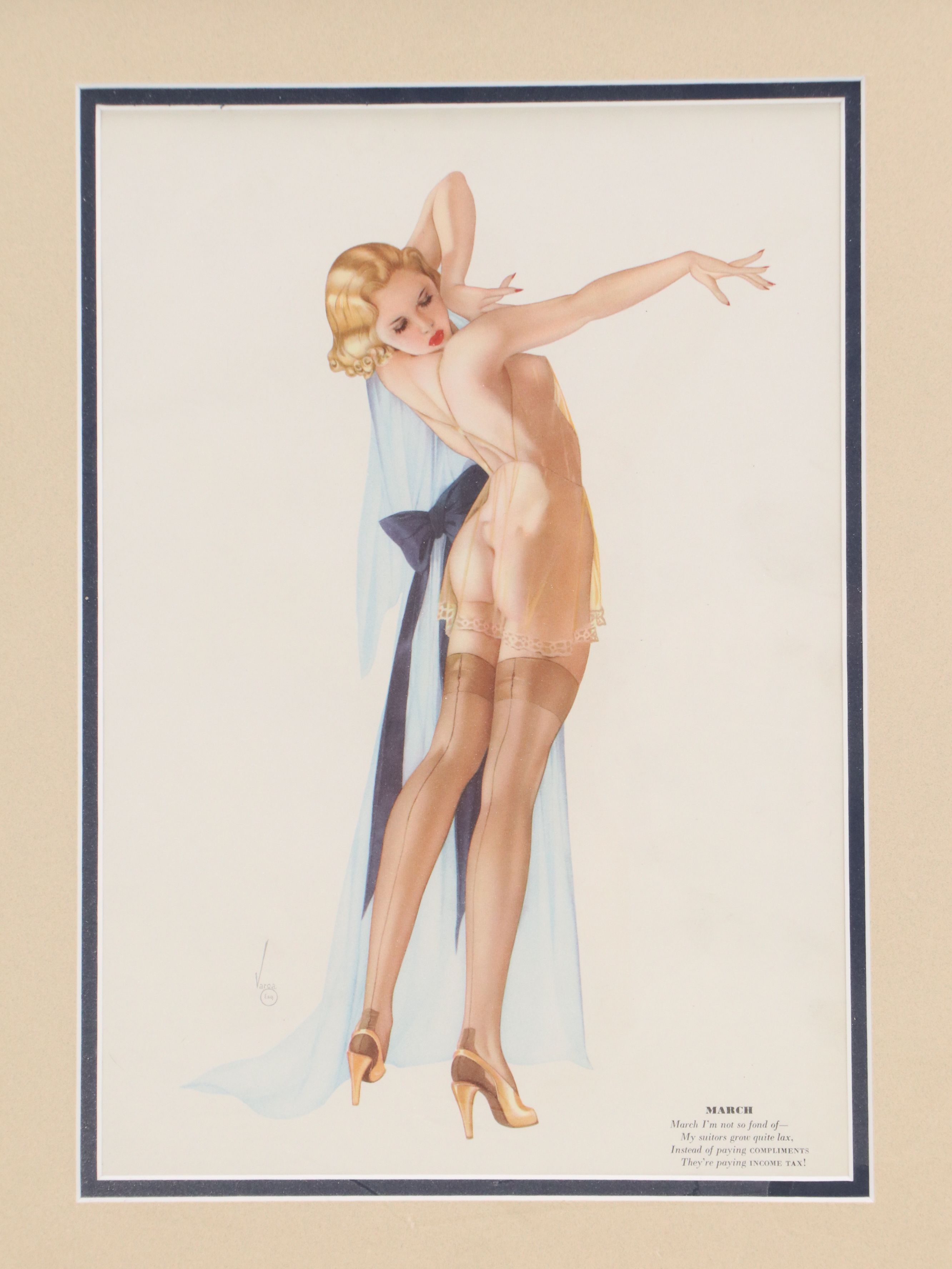 After Alberto Vargas Mid-Century Pinup Calendar Pages