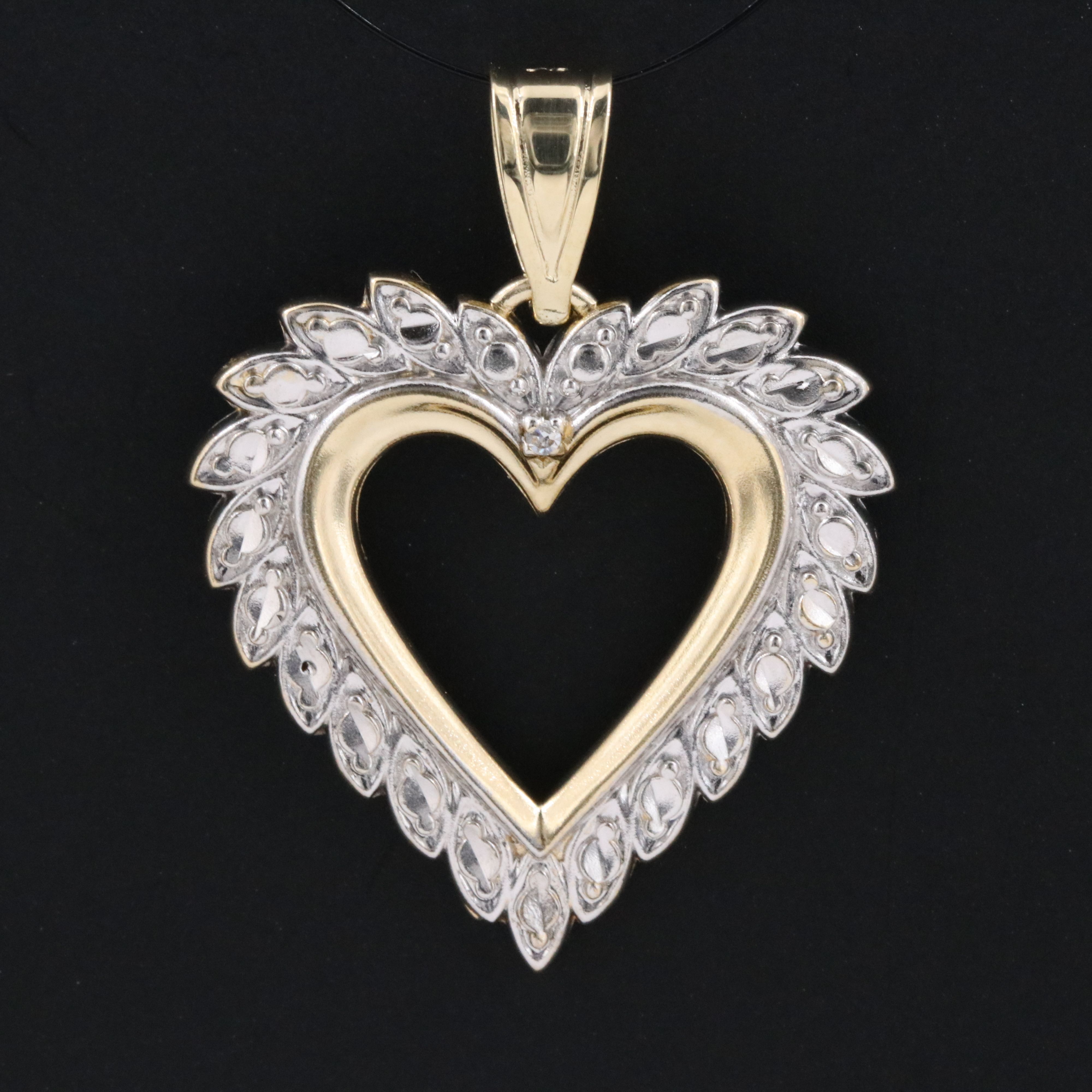 Michael Anthony 14K Two-Tone Heart Pendant with Diamond Accent
