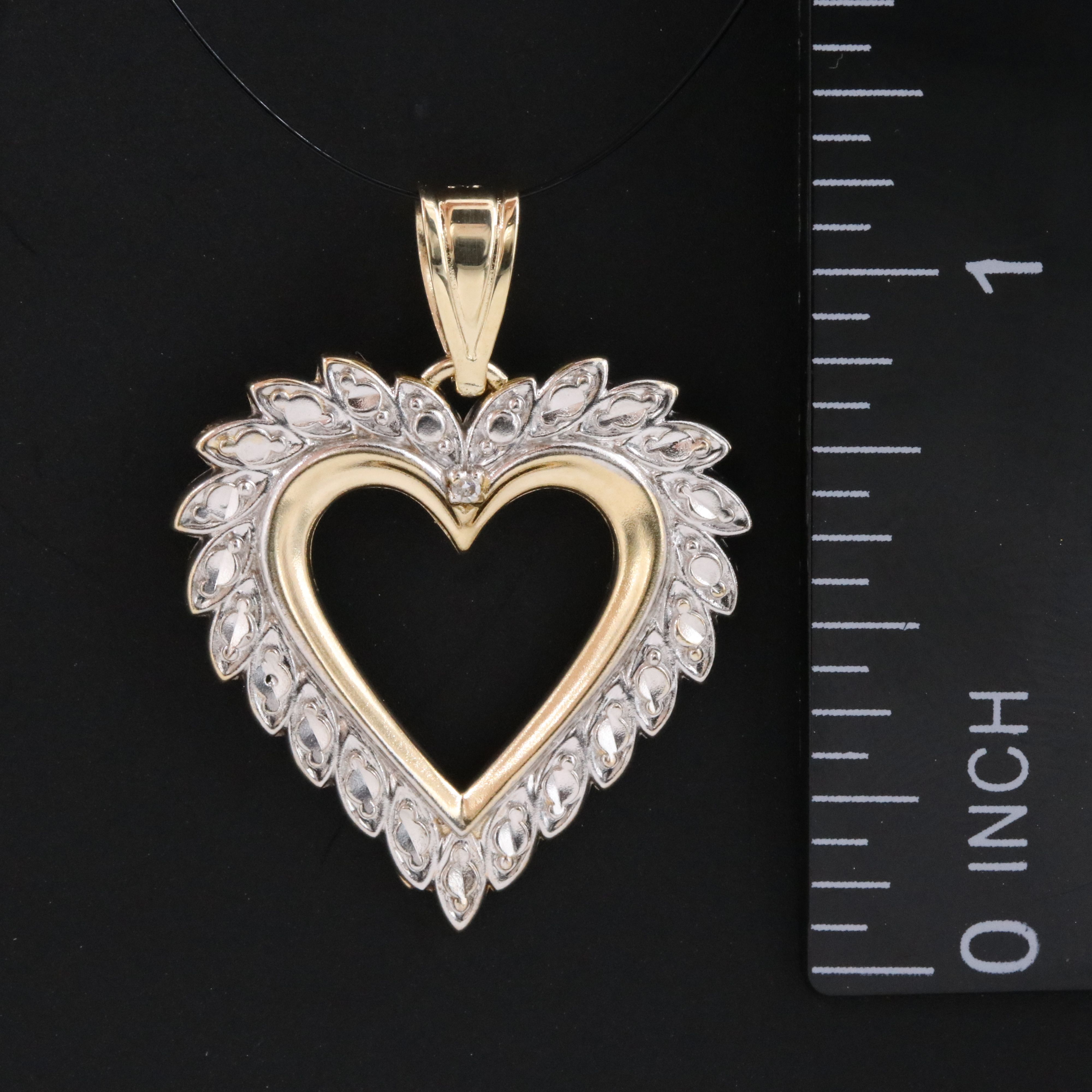 Michael Anthony 14K Two-Tone Heart Pendant with Diamond Accent