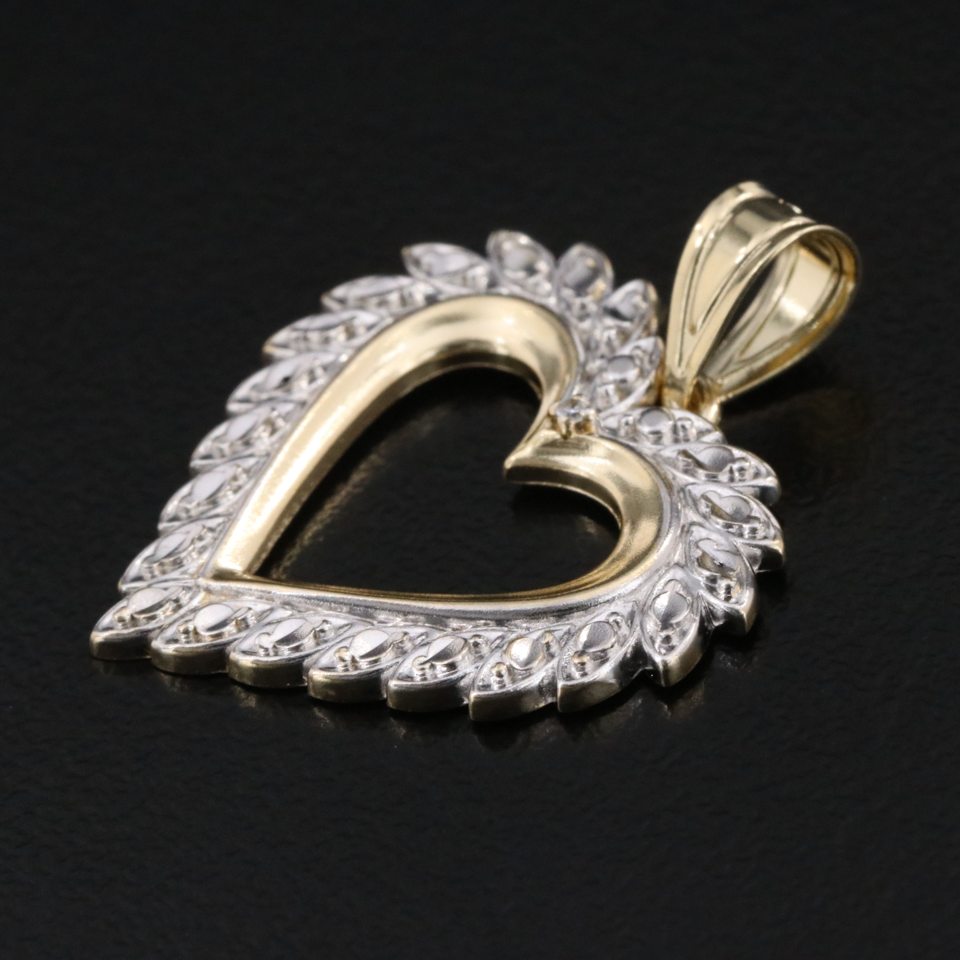 Michael Anthony 14K Two-Tone Heart Pendant with Diamond Accent