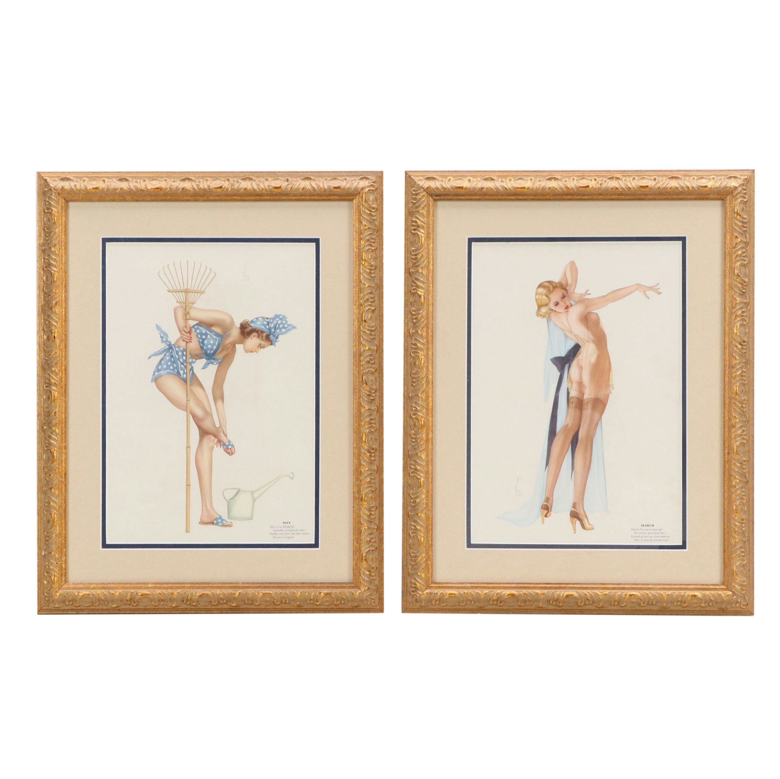 After Alberto Vargas Mid-Century Pinup Calendar Pages