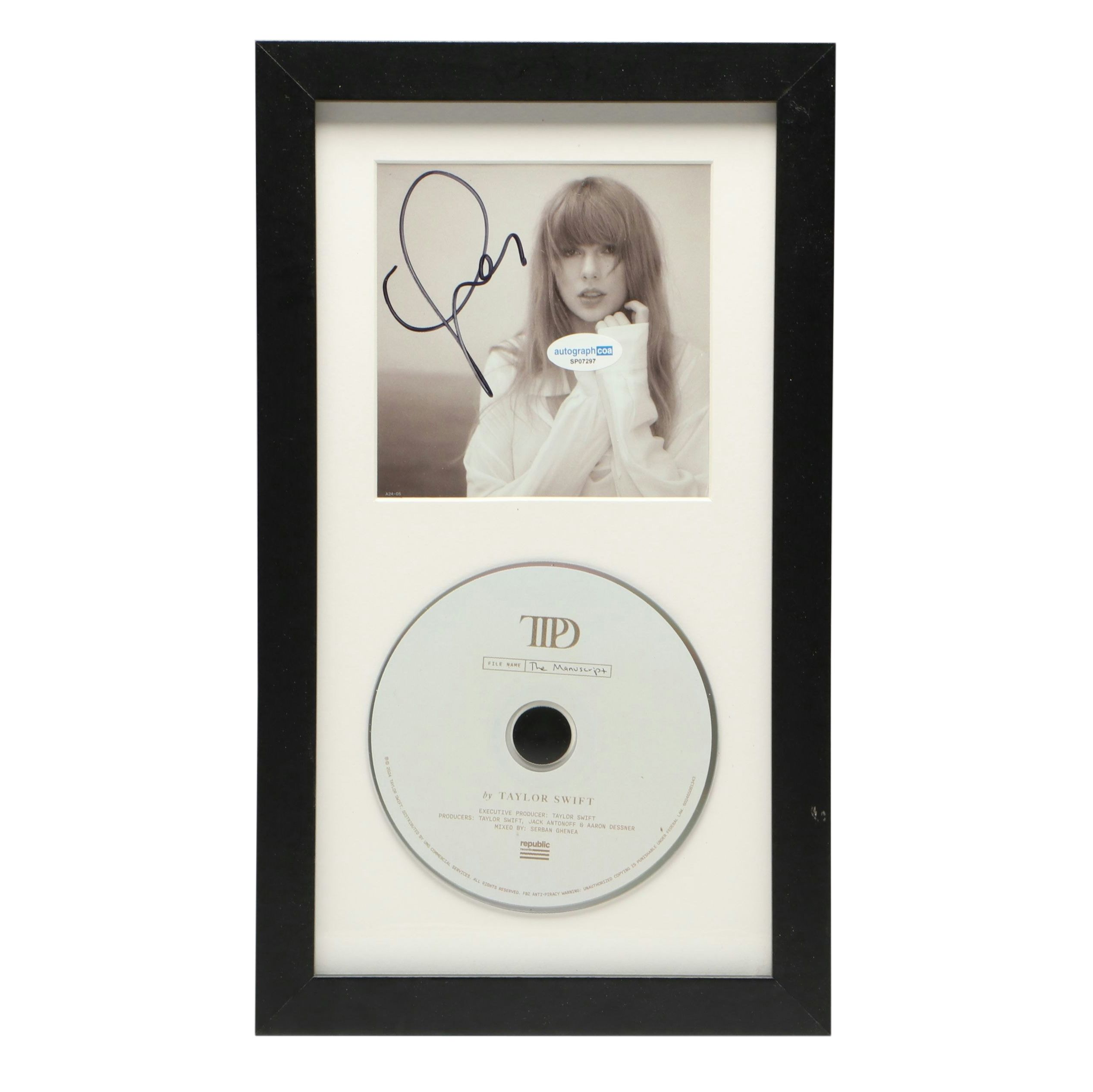 Taylor Swift Signed "The Tortured Poets Department" CD Card in Frame