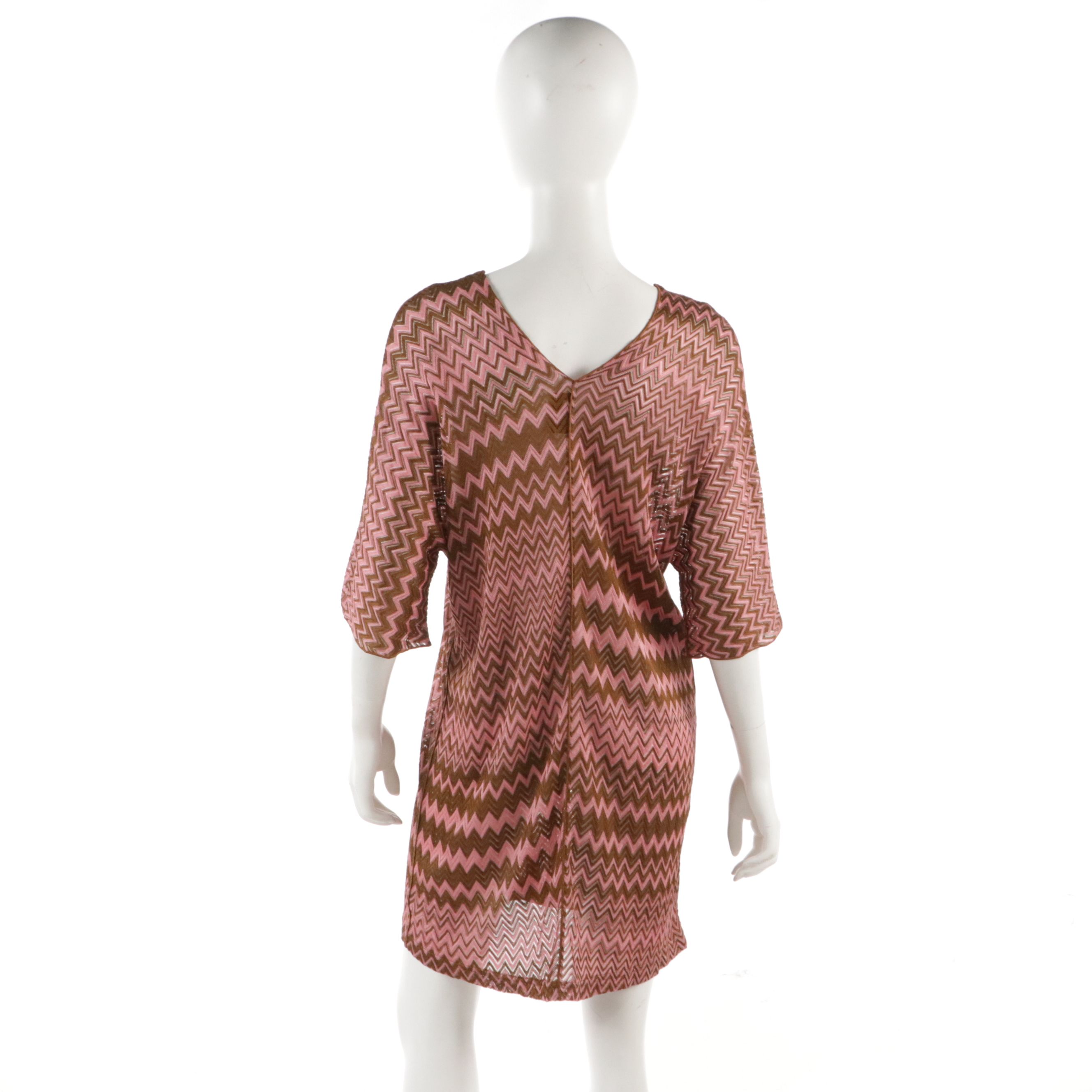 Missoni Pink & Brown Zigzag Knit Cover-Up Dress