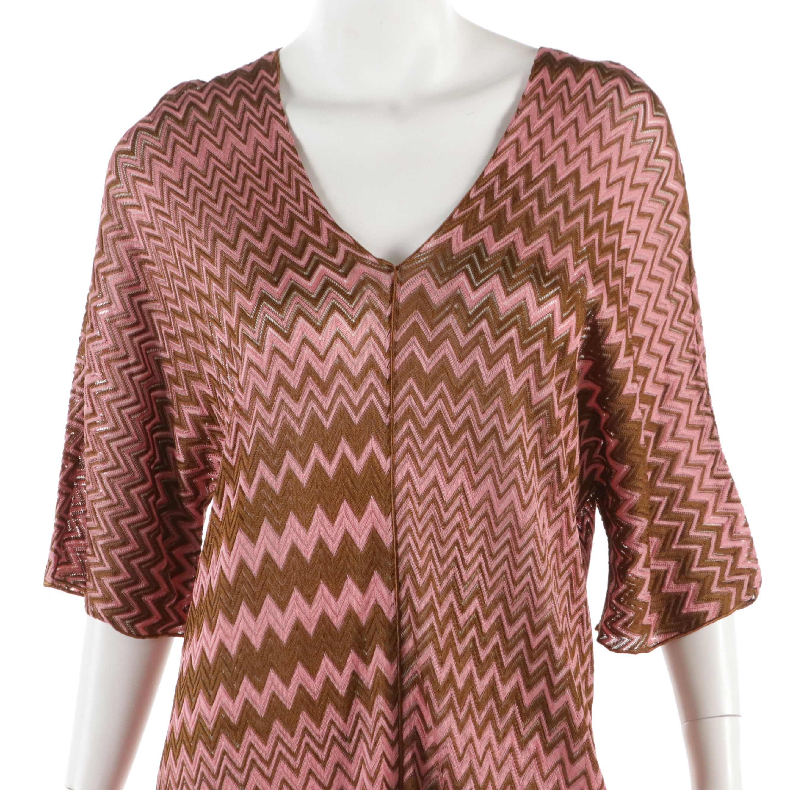 Missoni Pink & Brown Zigzag Knit Cover-Up Dress